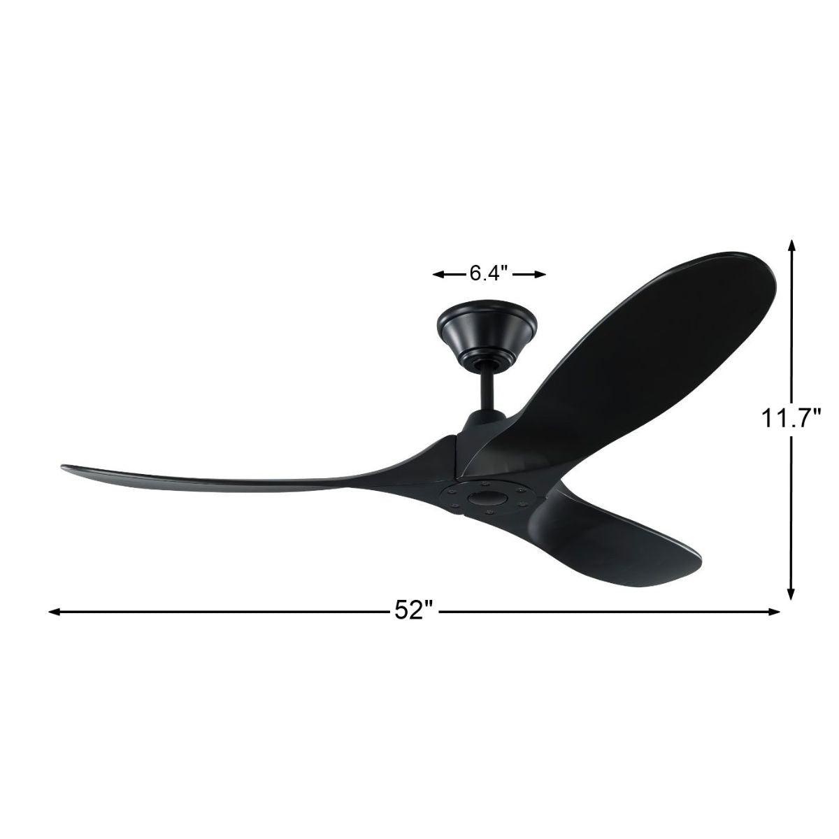 Maverick II 52 Inch Matte Black Damp Rated Ceiling Fan with Remote - Bees Lighting