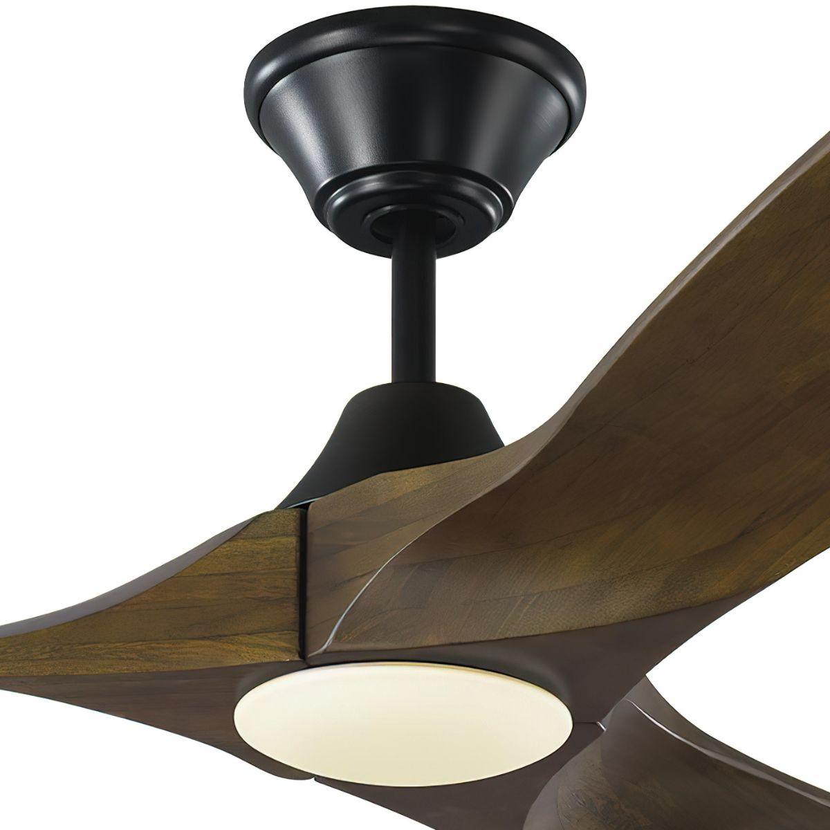 Maverick II 52 Inch Black and Walnut Damp Rated LED Ceiling Fan with Remote - Bees Lighting