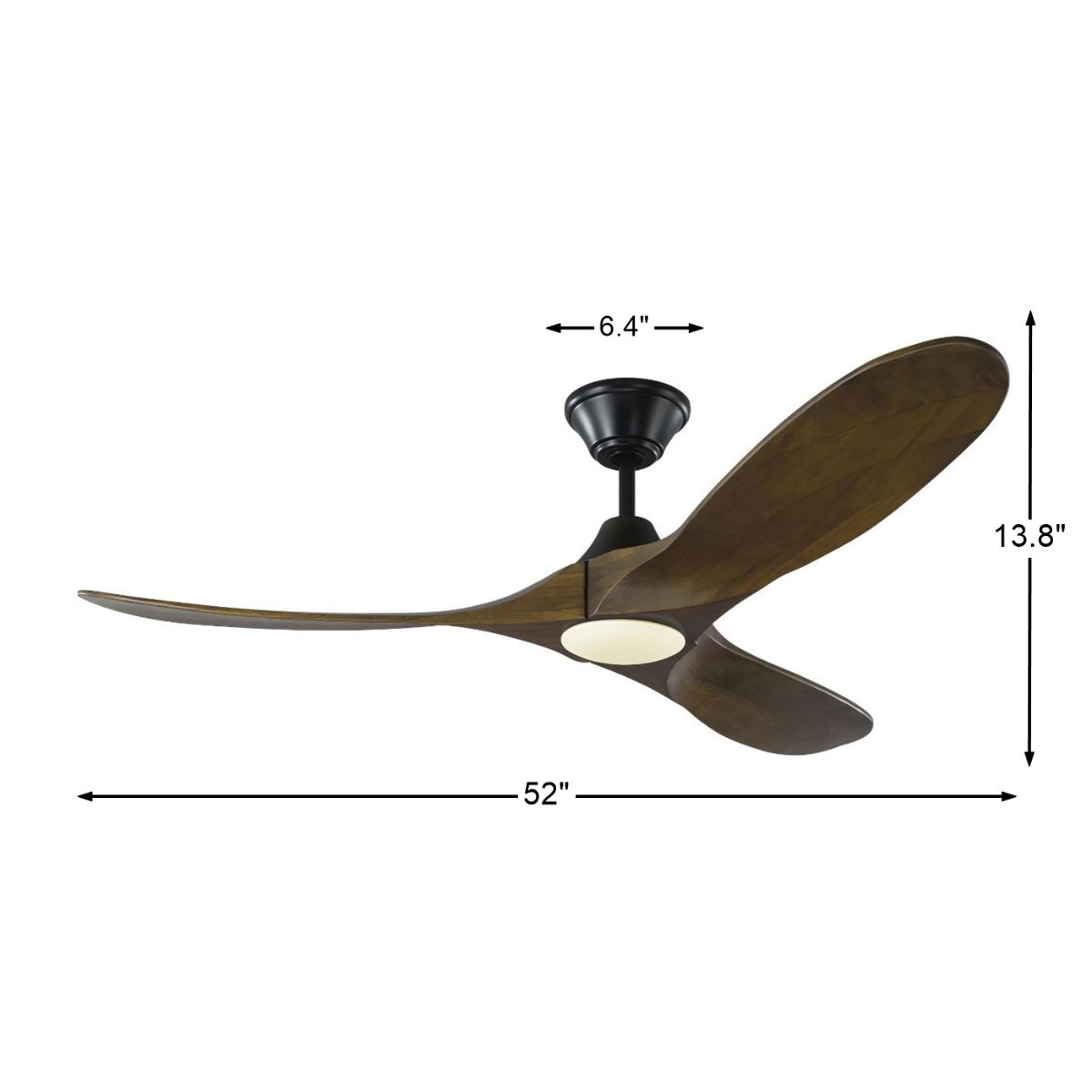 Maverick II 52 Inch Black and Walnut Damp Rated LED Ceiling Fan with Remote - Bees Lighting