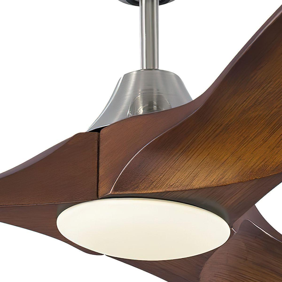 Maverick II 52 Inch Steel and Koa Damp Rated LED Ceiling Fan with Remote - Bees Lighting