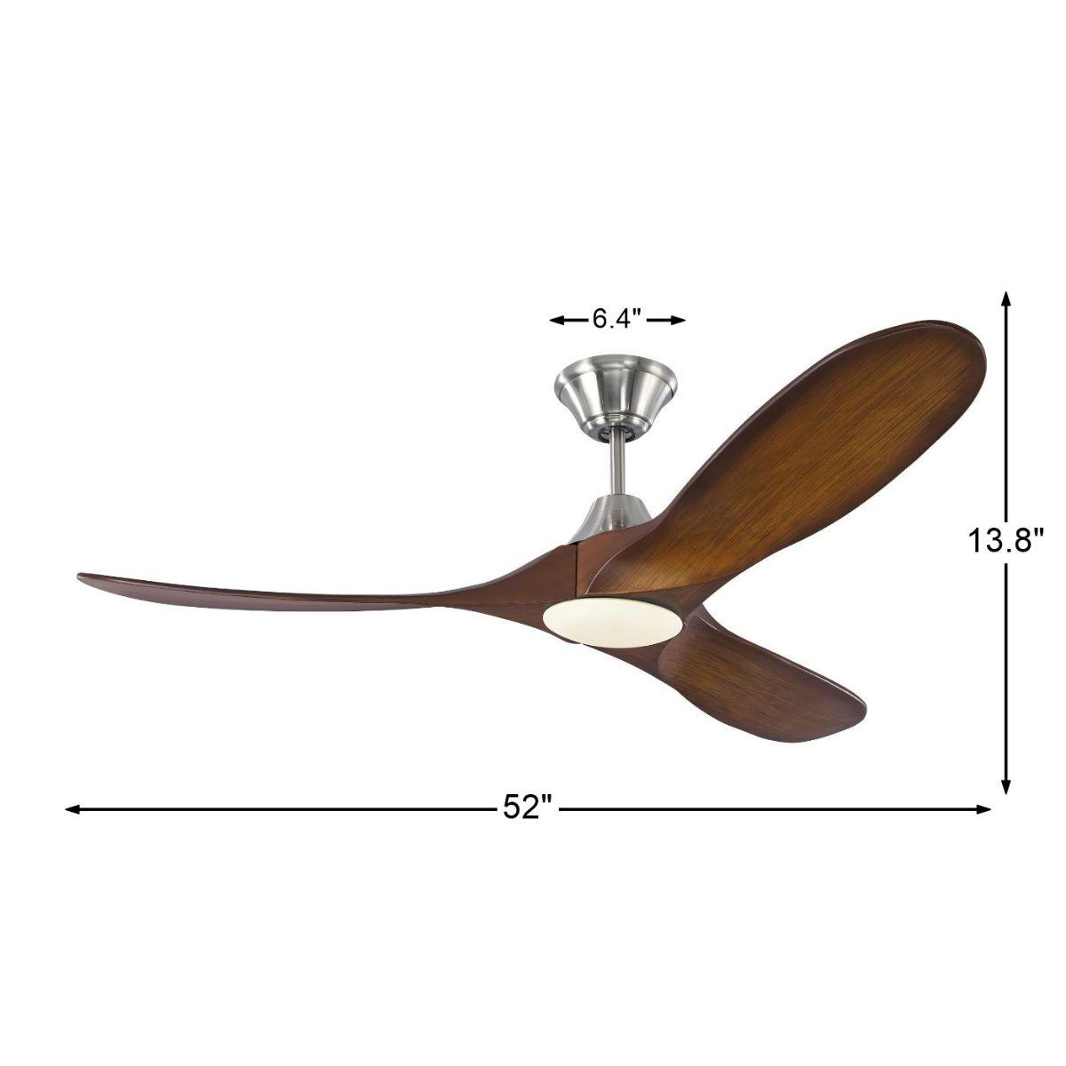 Maverick II 52 Inch Steel and Koa Damp Rated LED Ceiling Fan with Remote - Bees Lighting