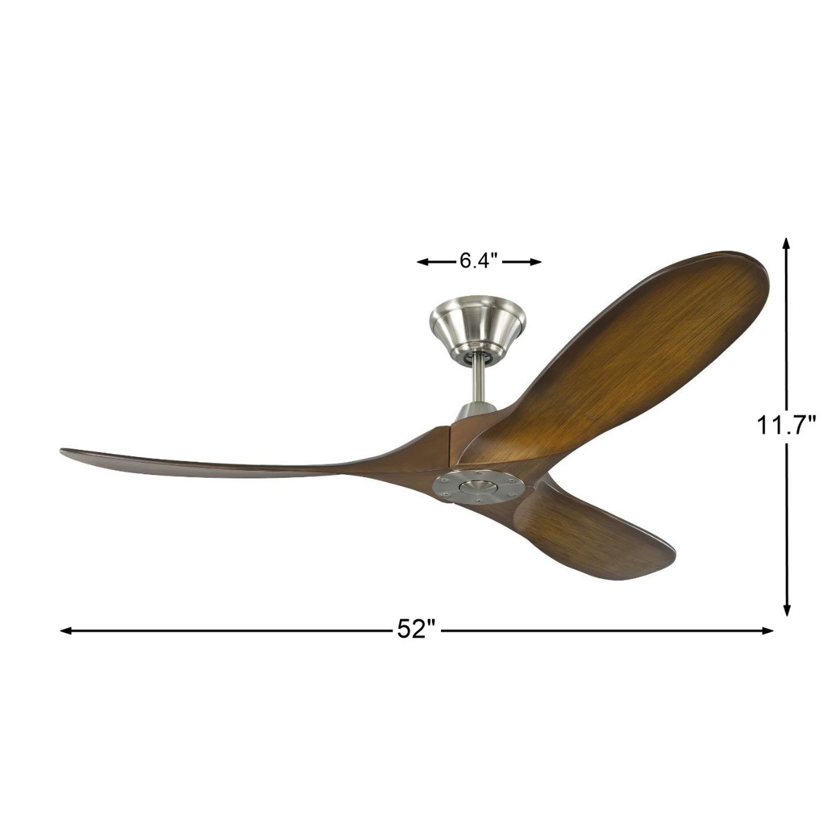 Maverick II 52 Inch Steel and Koa Damp Rated Ceiling Fan with Remote - Bees Lighting