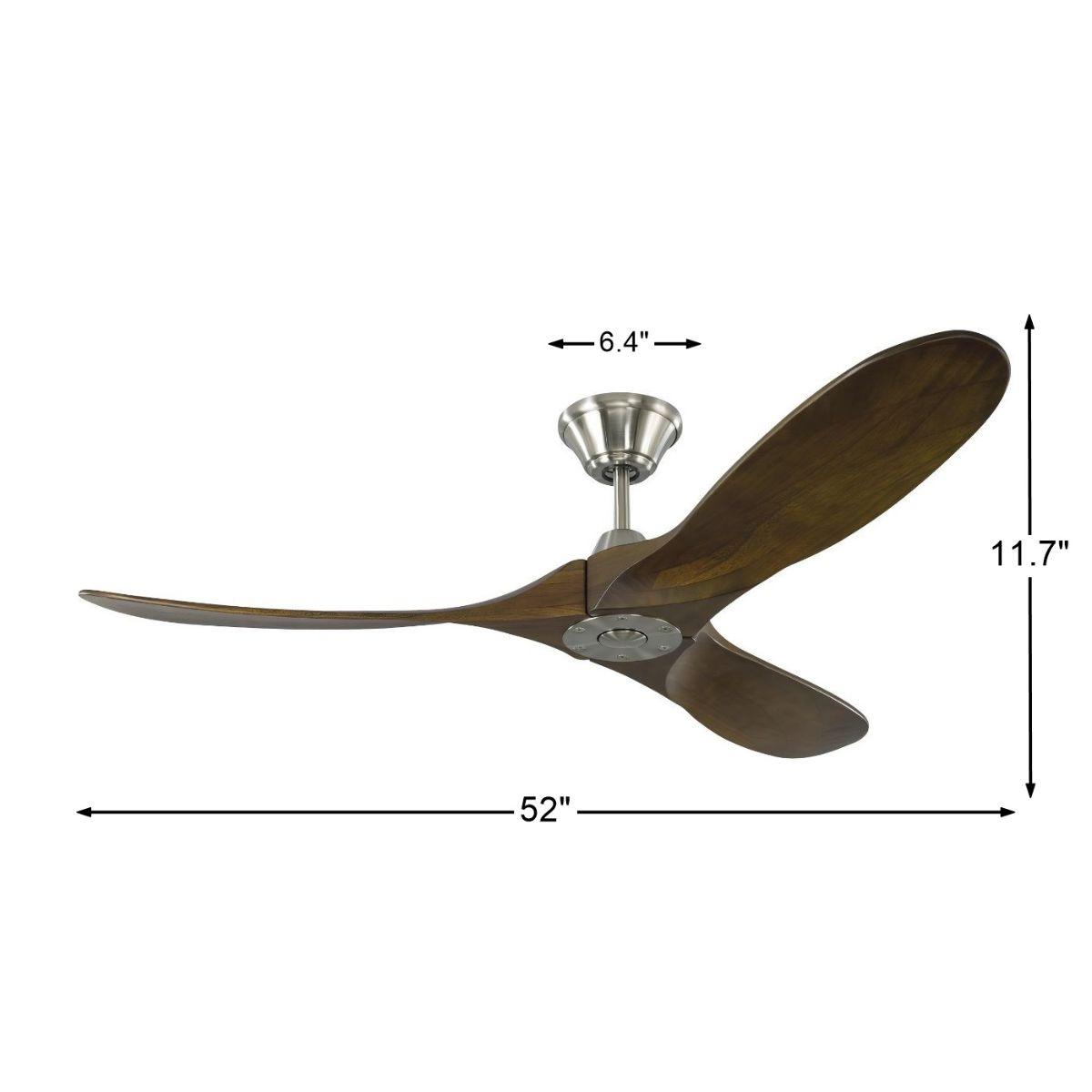 Maverick II 52 Inch Steel and Walnut Damp Rated Ceiling Fan with Remote - Bees Lighting