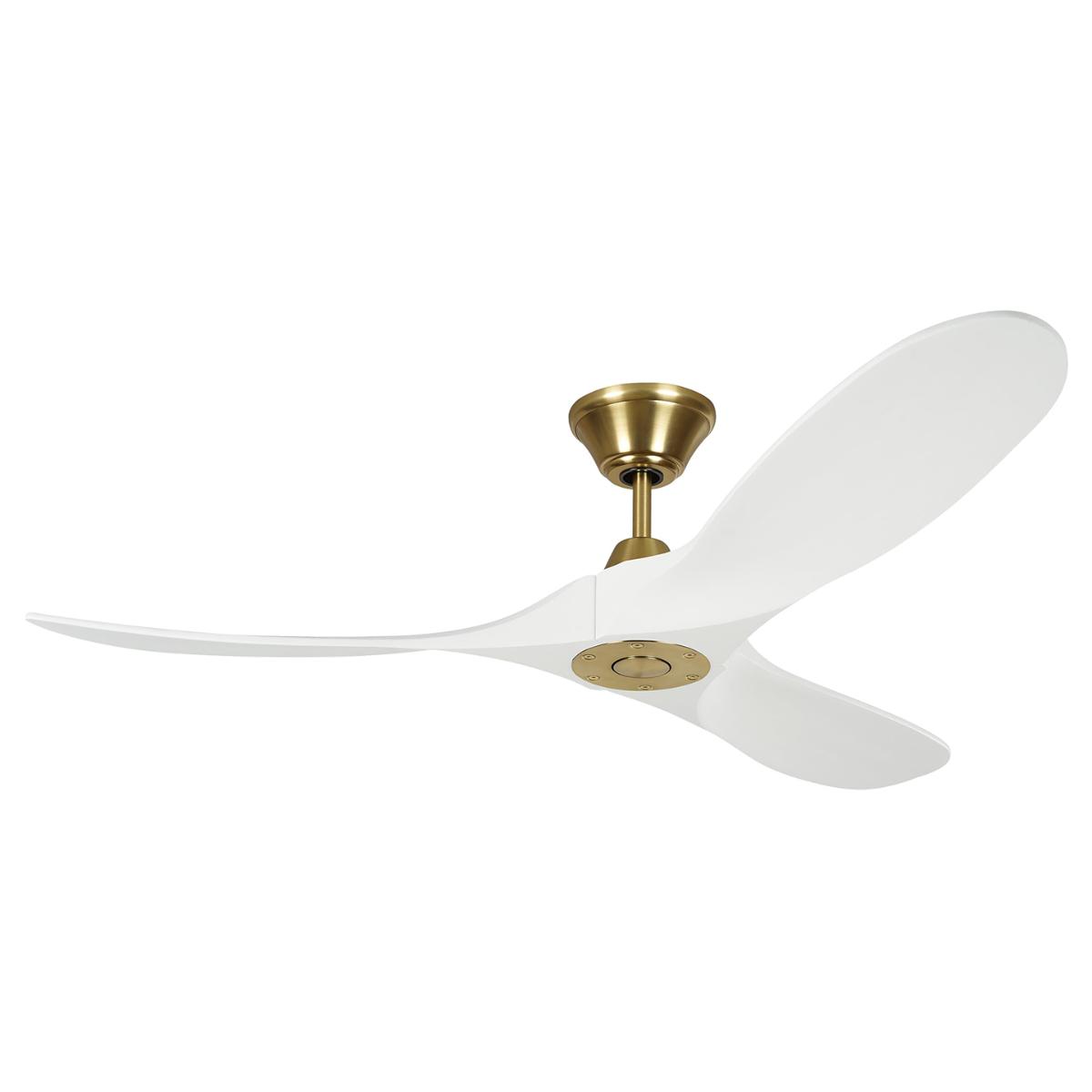 Maverick II 52 Inch White and Brass Damp Rated Ceiling Fan with Remote - Bees Lighting