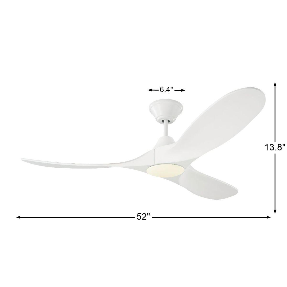 Maverick II 52 Inch Matte White Damp Rated LED Ceiling Fan with Remote - Bees Lighting