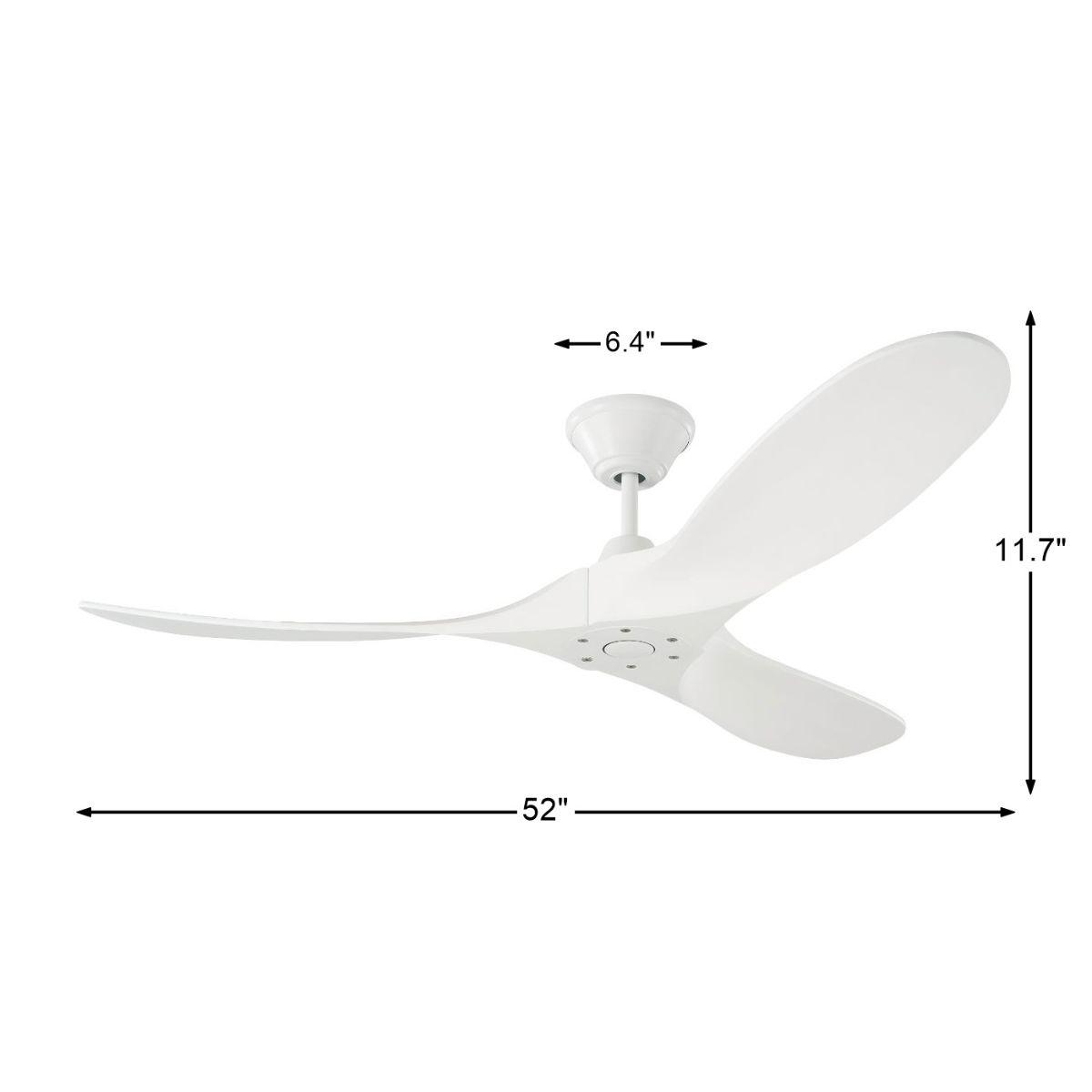 Maverick II 52 Inch Matte White Damp Rated Ceiling Fan with Remote - Bees Lighting