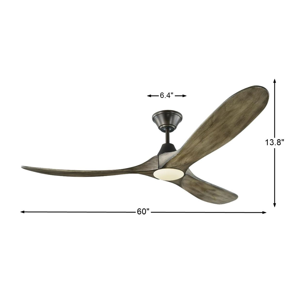 Maverick 60 Inch Aged Pewter 3-Blade LED Ceiling Fan with Light and Remote - Bees Lighting