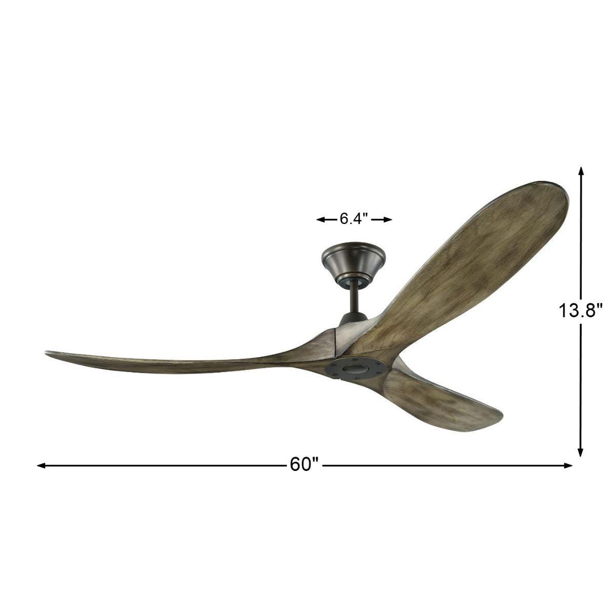 Maverick 60 Inch Aged Pewter Damp Rated Ceiling Fan with Remote - Bees Lighting