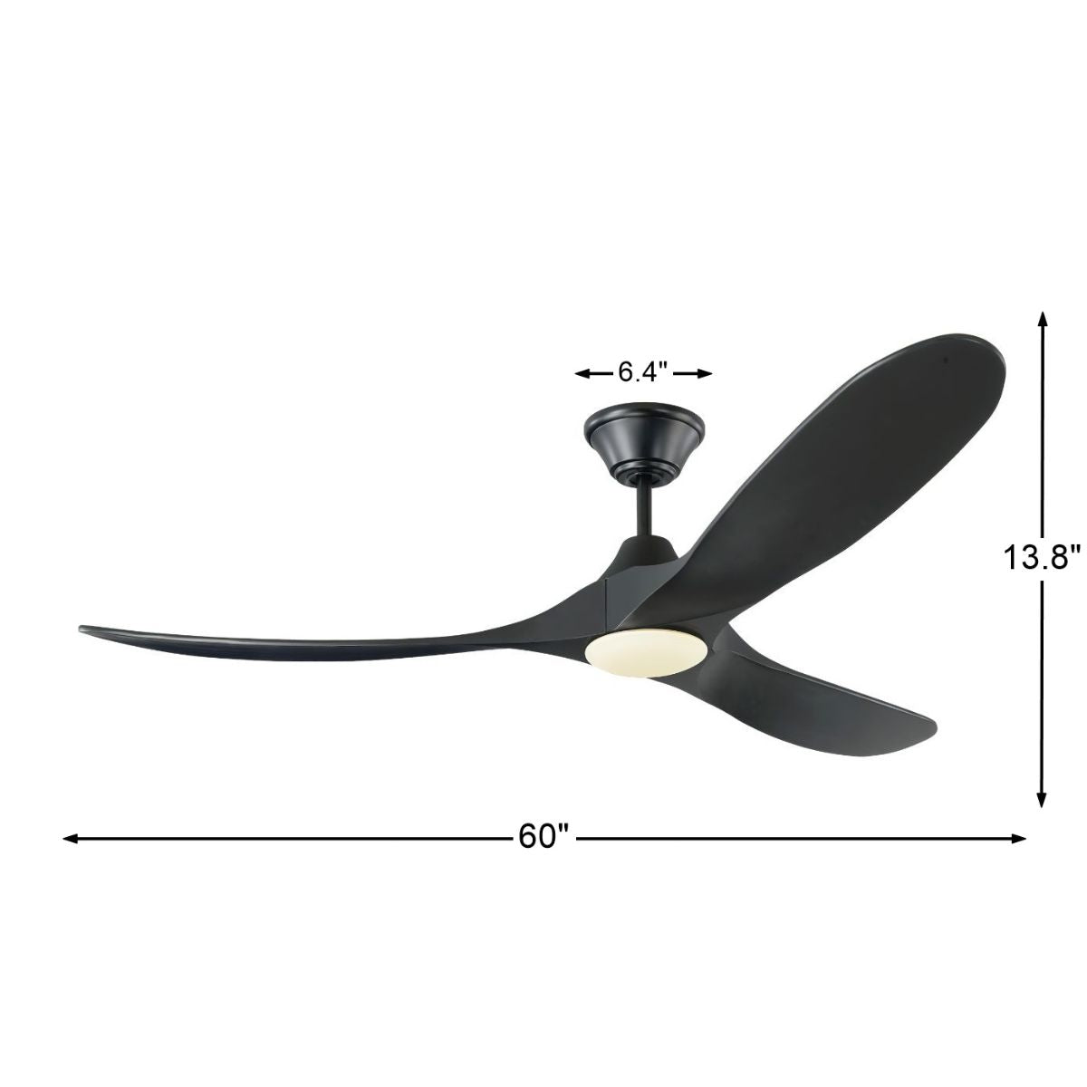 Maverick 60 Inch Black 3-Blade LED Ceiling Fan with Light and Remote - Bees Lighting