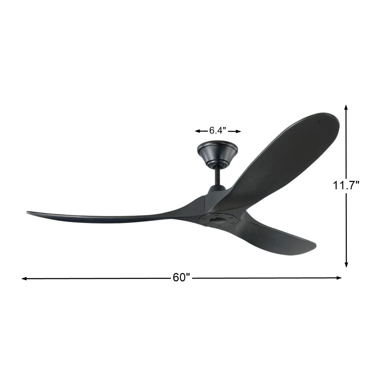 Maverick 60 Inch Matte Black Damp Rated Ceiling Fan with Remote - Bees Lighting