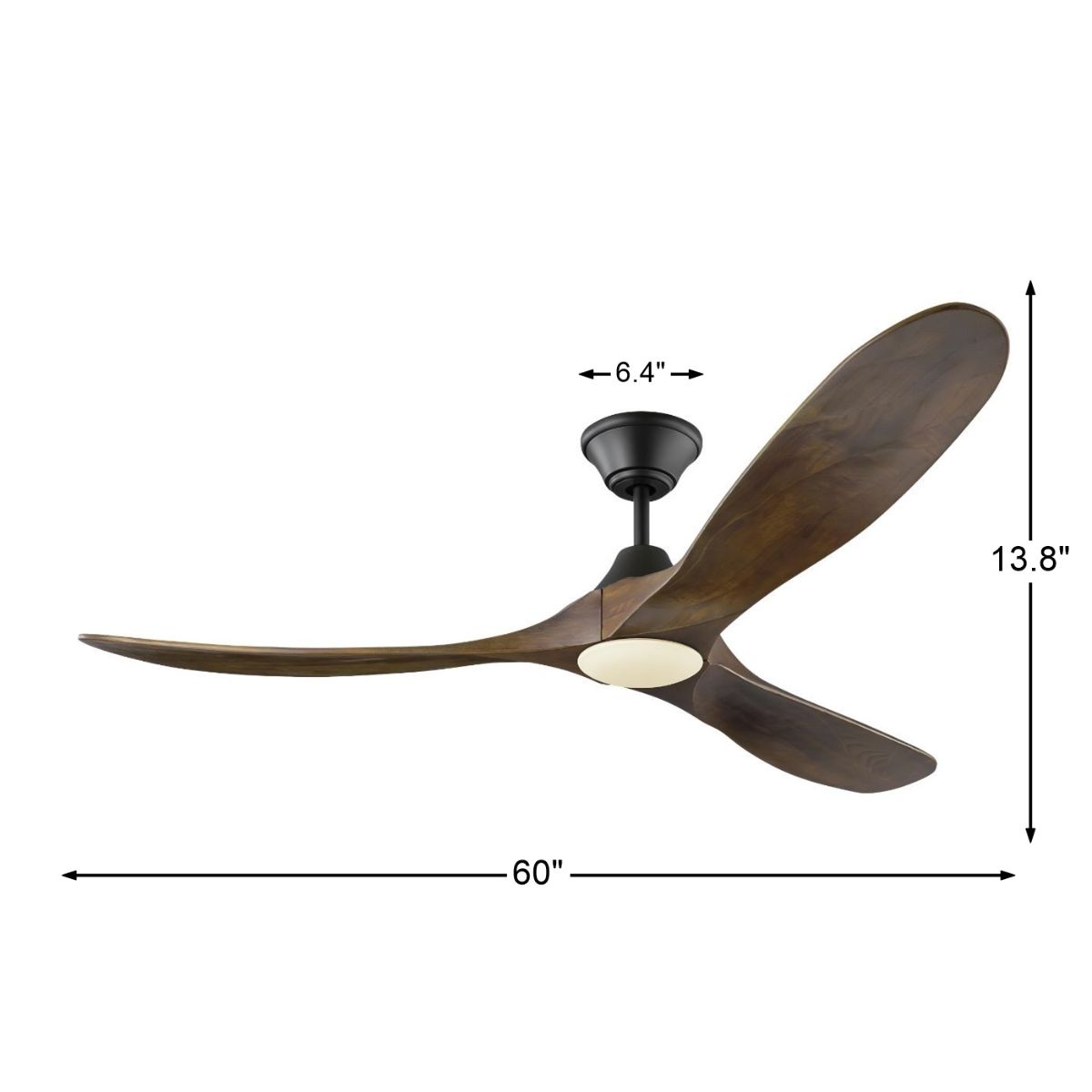 Maverick 60 Inch Black and Walnut 3-Blade LED Ceiling Fan with Light and Remote - Bees Lighting