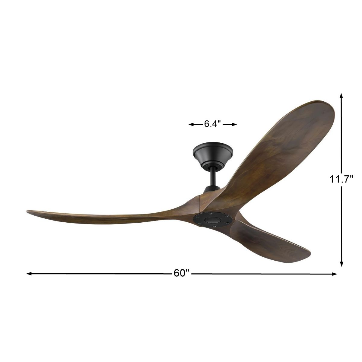 Maverick 60 Inch Black and Walnut Damp Rated Ceiling Fan with Remote - Bees Lighting