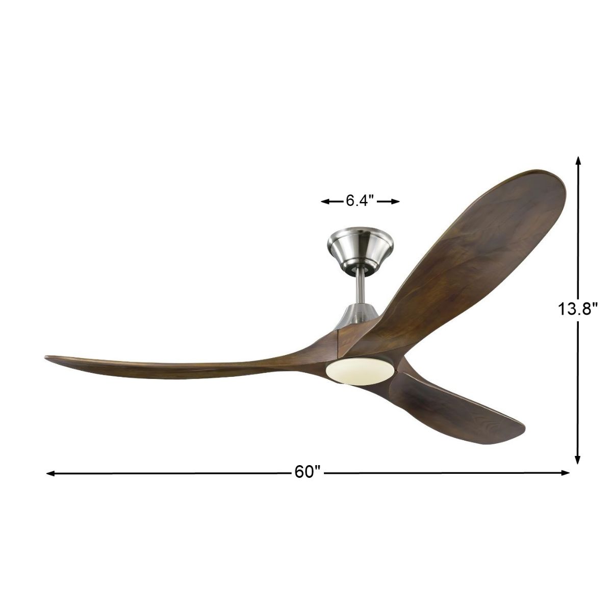 Maverick 60 Inch Steel and Walnut 3-Blade LED Ceiling Fan with Light and Remote - Bees Lighting