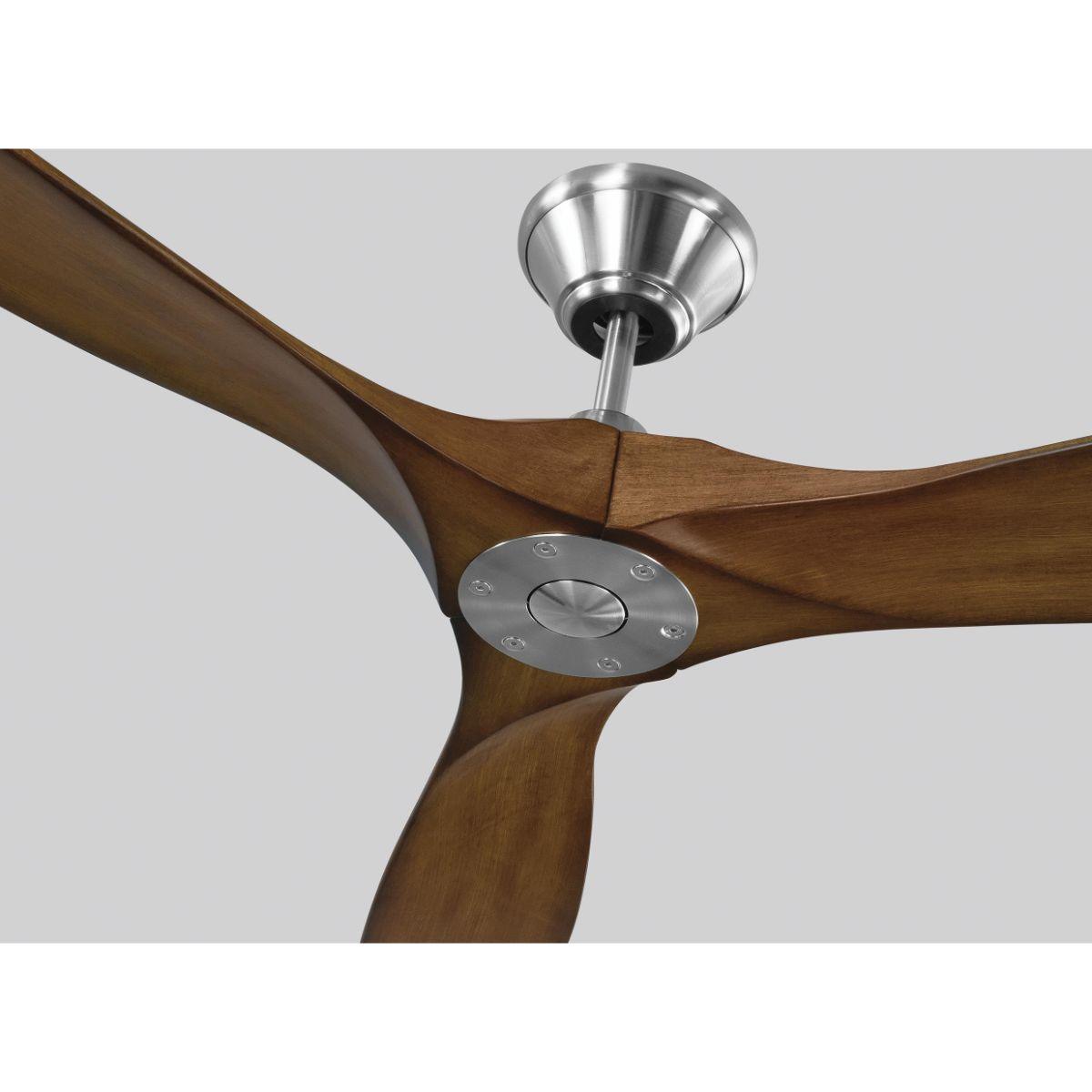 Maverick 60 Inch Steel and Koa Damp Rated Ceiling Fan with Remote - Bees Lighting