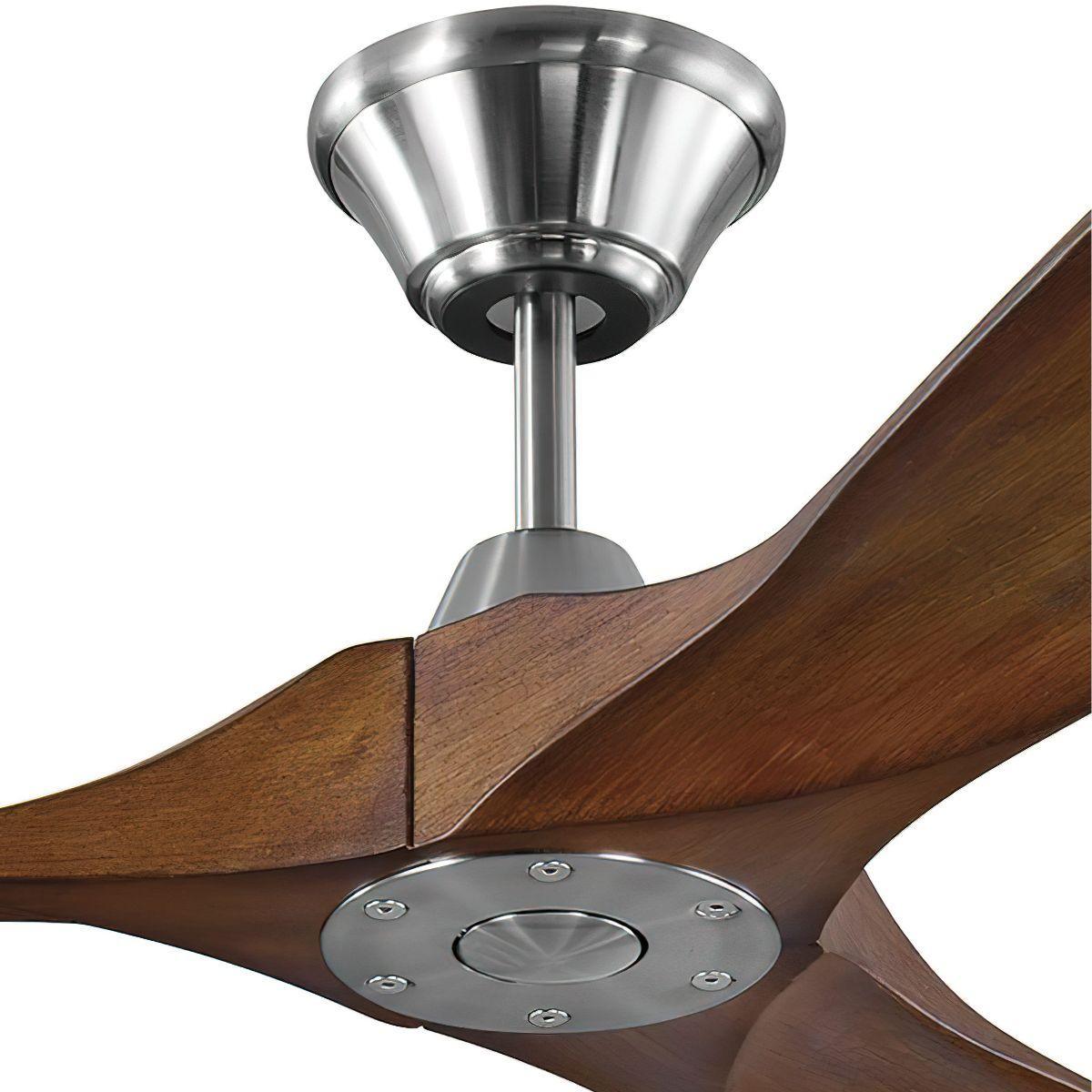 Maverick 60 Inch Steel and Koa Damp Rated Ceiling Fan with Remote - Bees Lighting