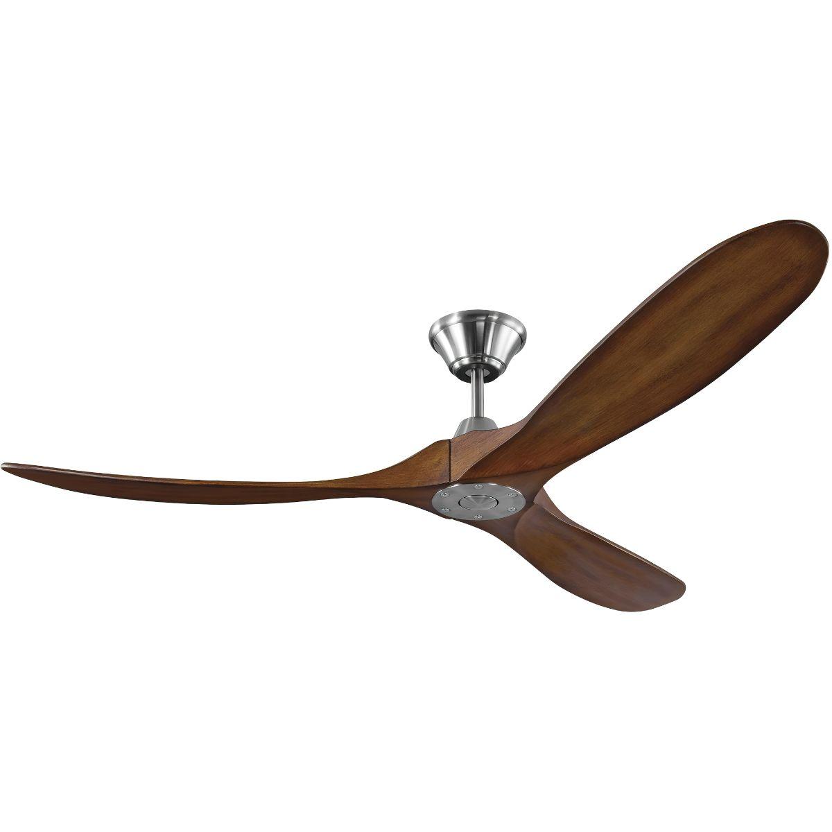 Maverick 60 Inch Steel and Koa Damp Rated Ceiling Fan with Remote - Bees Lighting