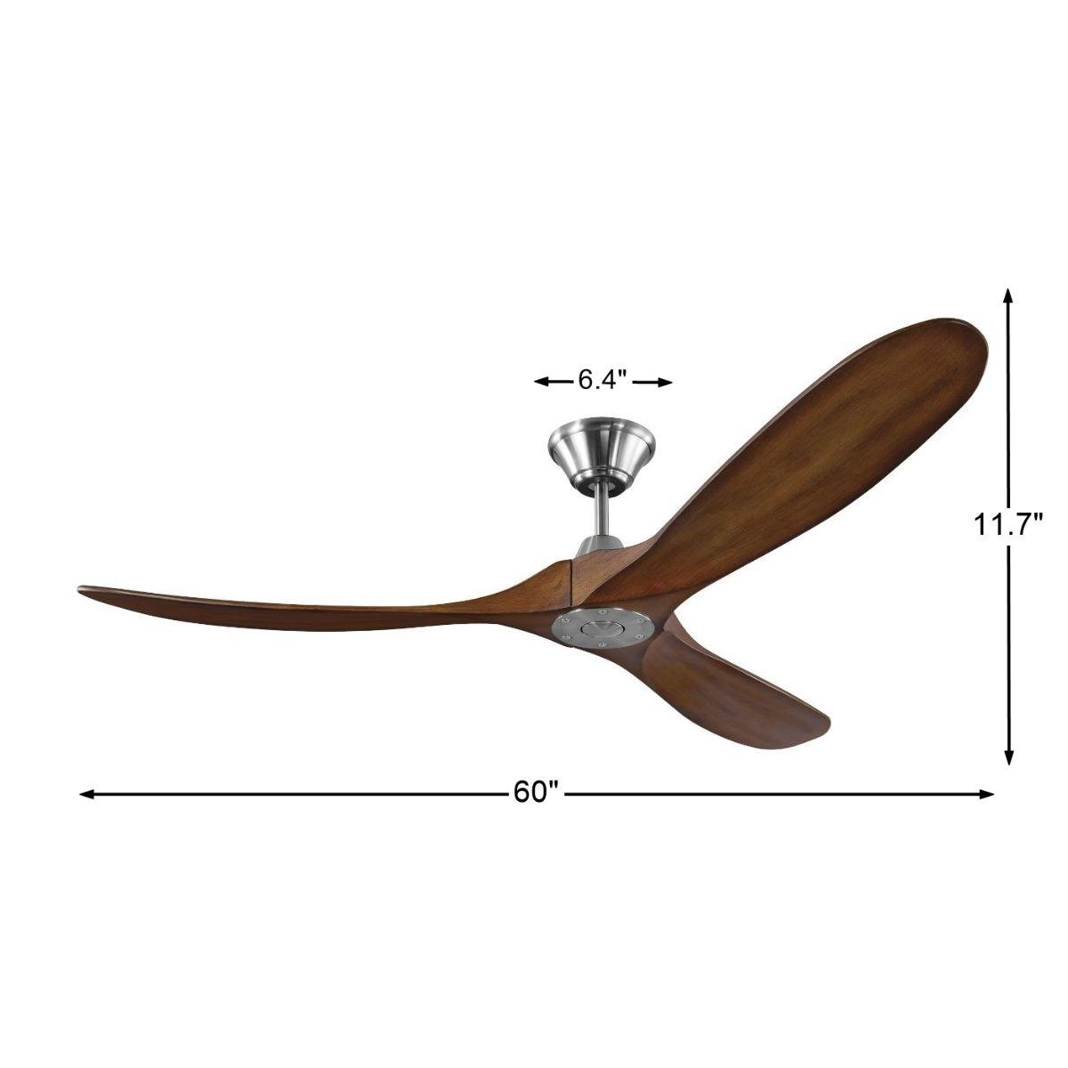 Maverick 60 Inch Steel and Koa Damp Rated Ceiling Fan with Remote - Bees Lighting