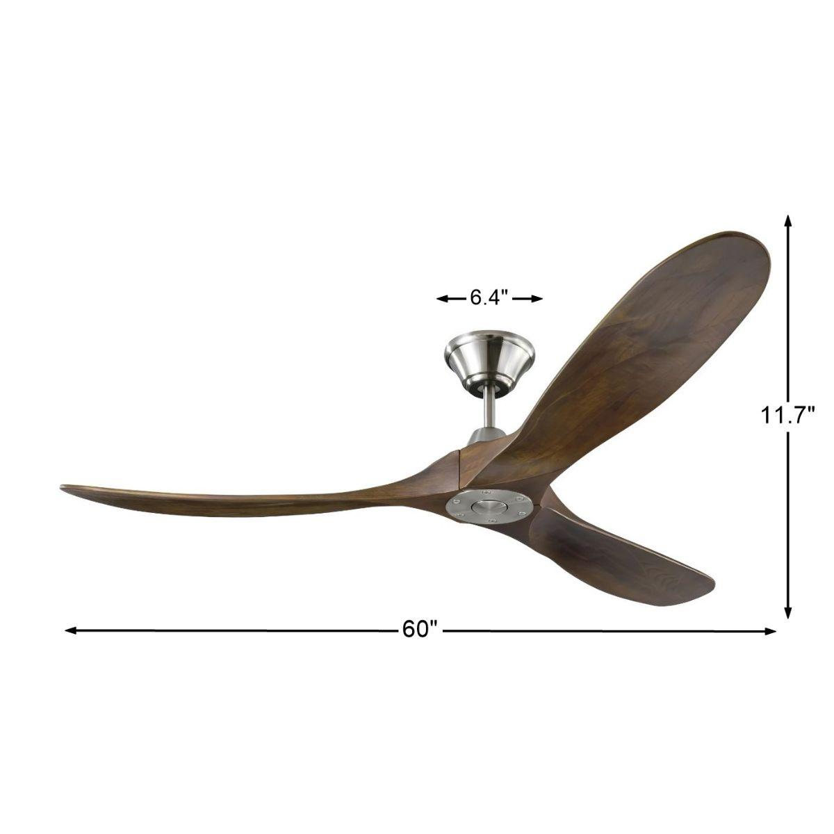 Maverick 60 Inch Steel and Walnut Damp Rated Ceiling Fan with Remote - Bees Lighting