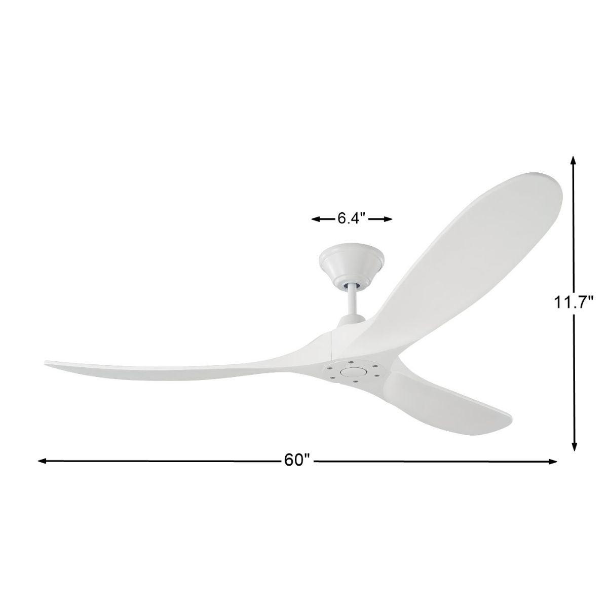 Maverick 60 Inch Matte White Damp Rated Ceiling Fan with Remote - Bees Lighting