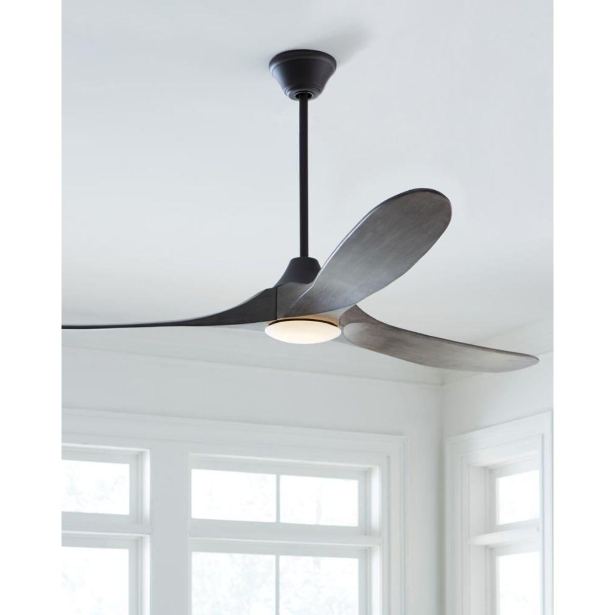 Maverick Max 70 Inch Aged Pewter and Oak LED Large Ceiling Fan with Light and Remote - Bees Lighting