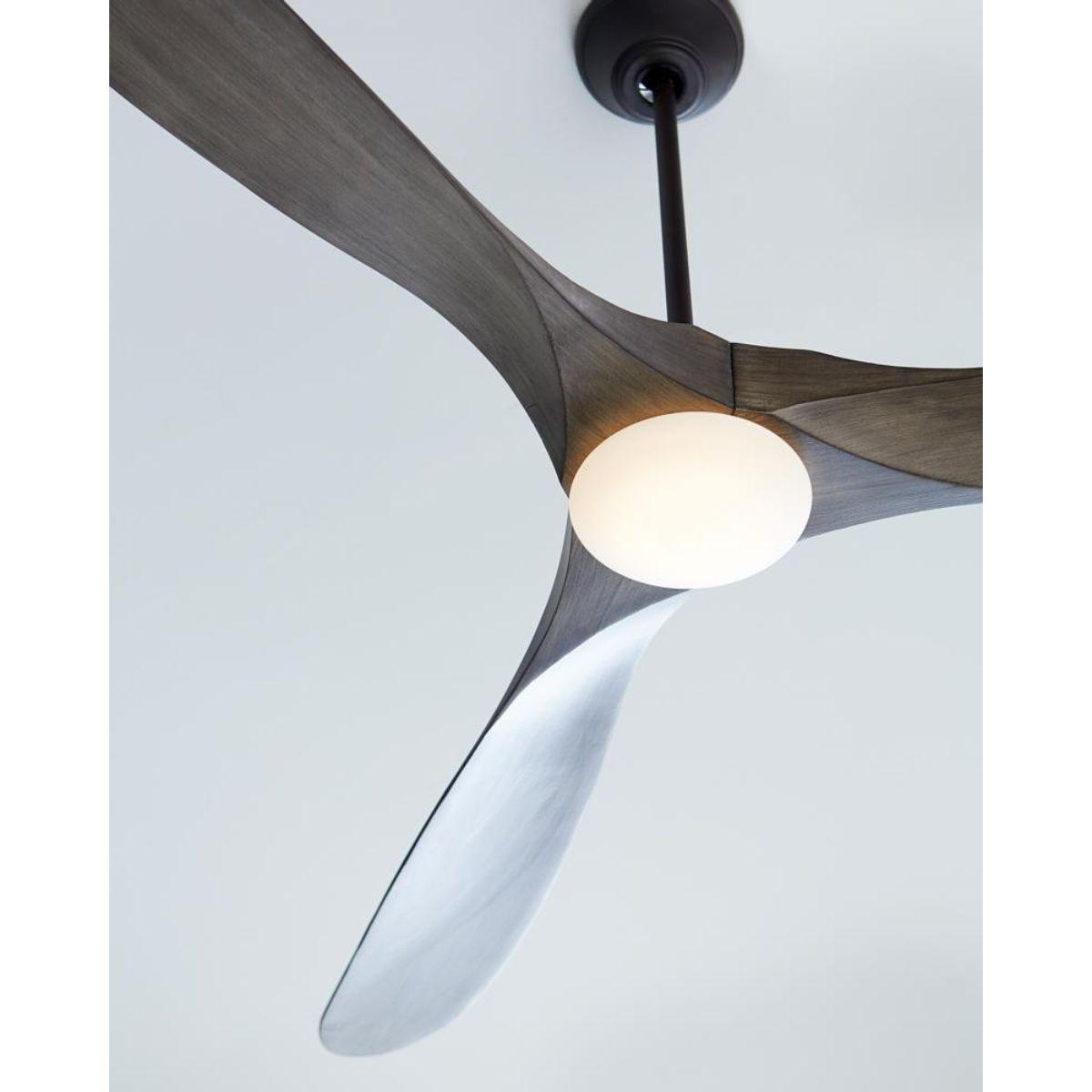 Maverick Max 70 Inch Aged Pewter and Oak LED Large Ceiling Fan with Light and Remote - Bees Lighting