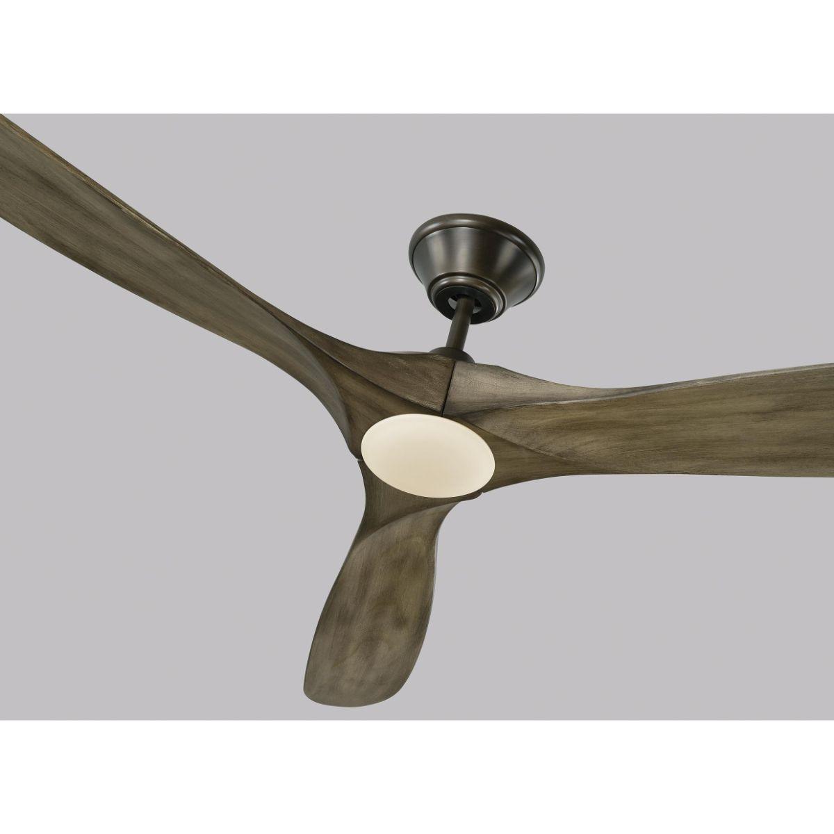 Maverick Max 70 Inch Aged Pewter and Oak LED Large Ceiling Fan with Light and Remote - Bees Lighting