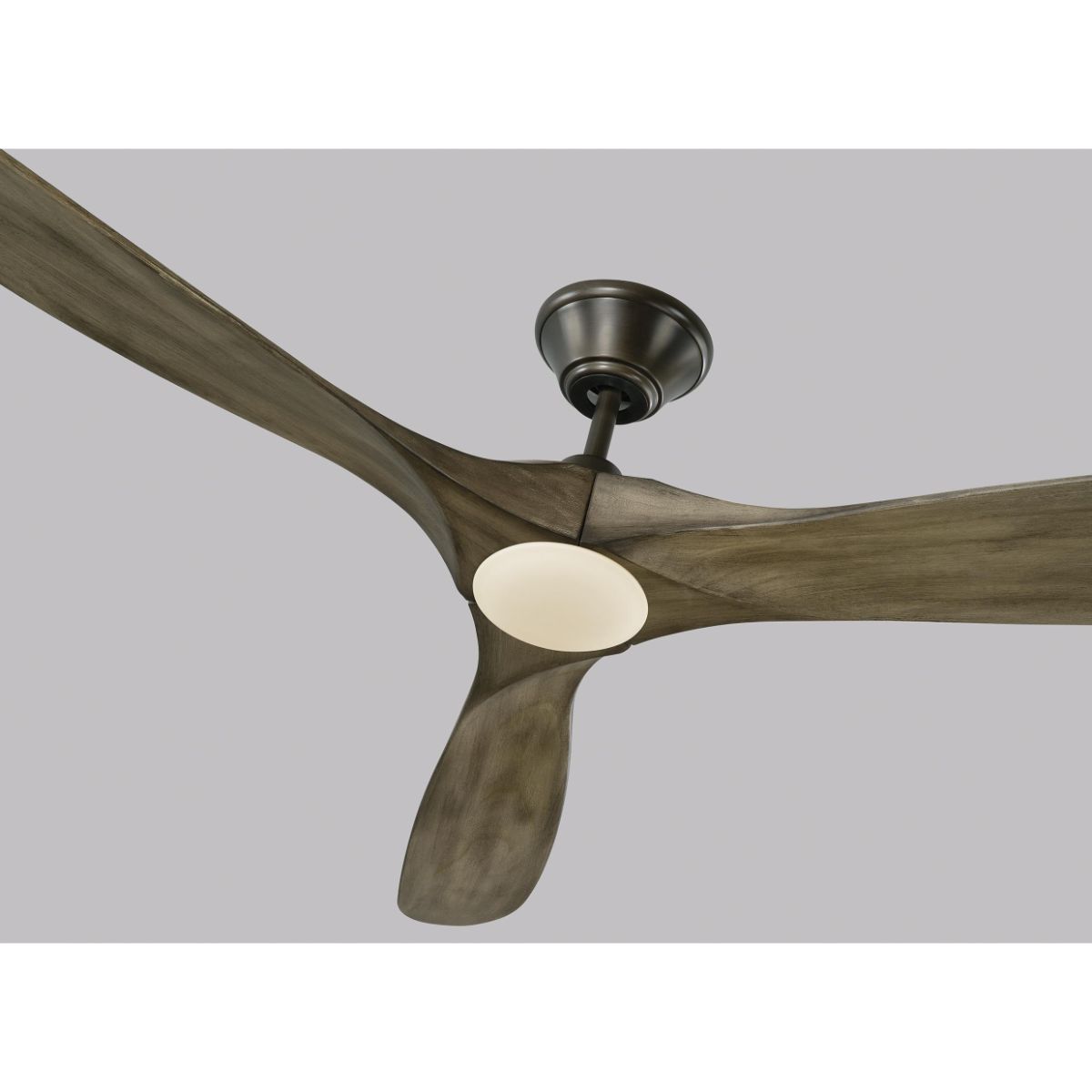 Maverick Max 70 Inch Aged Pewter and Oak LED Large Ceiling Fan with Light and Remote - Bees Lighting