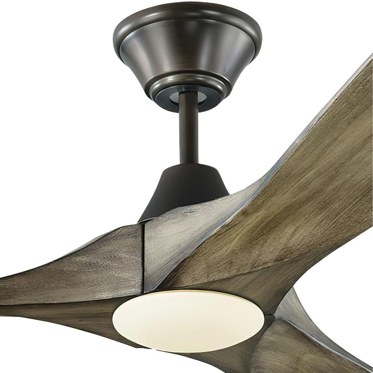 Maverick Max 70 Inch Aged Pewter and Oak LED Large Ceiling Fan with Light and Remote - Bees Lighting