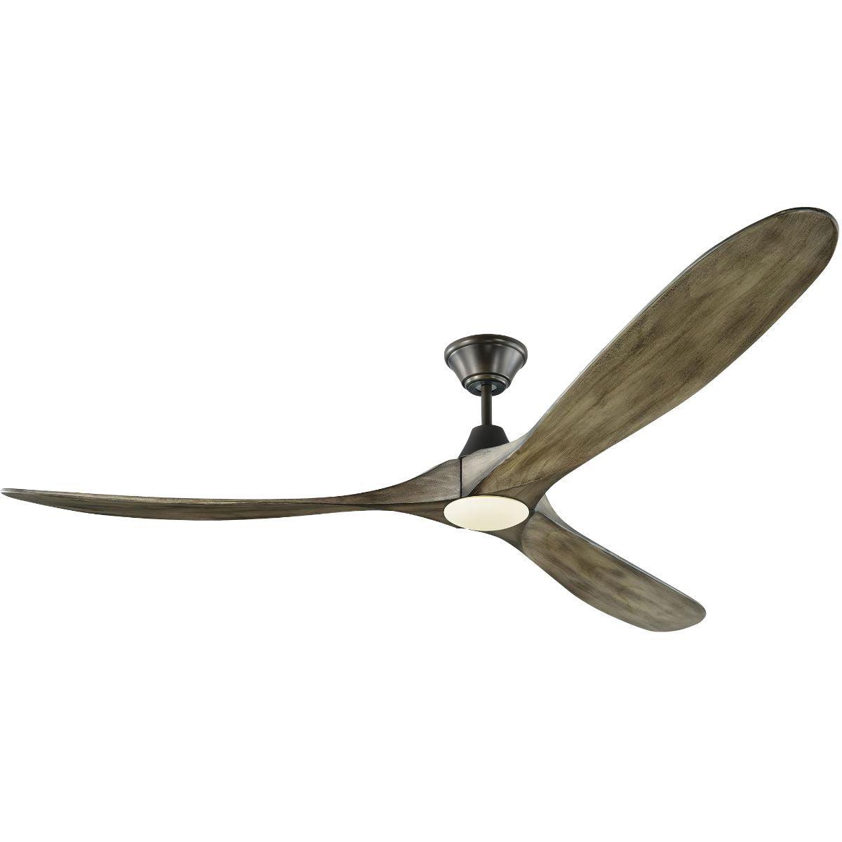 Maverick Max 70 Inch Aged Pewter and Oak LED Large Ceiling Fan with Light and Remote - Bees Lighting