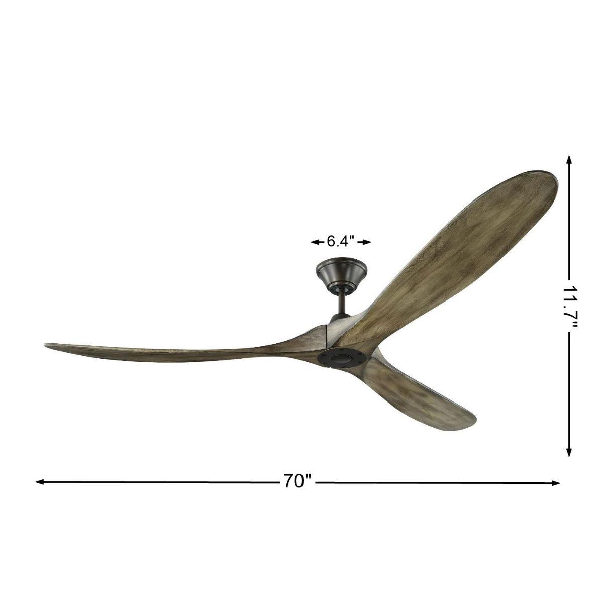 Maverick Max 70 Inch Aged Pewter and Oak Large Ceiling Fan with Remote - Bees Lighting