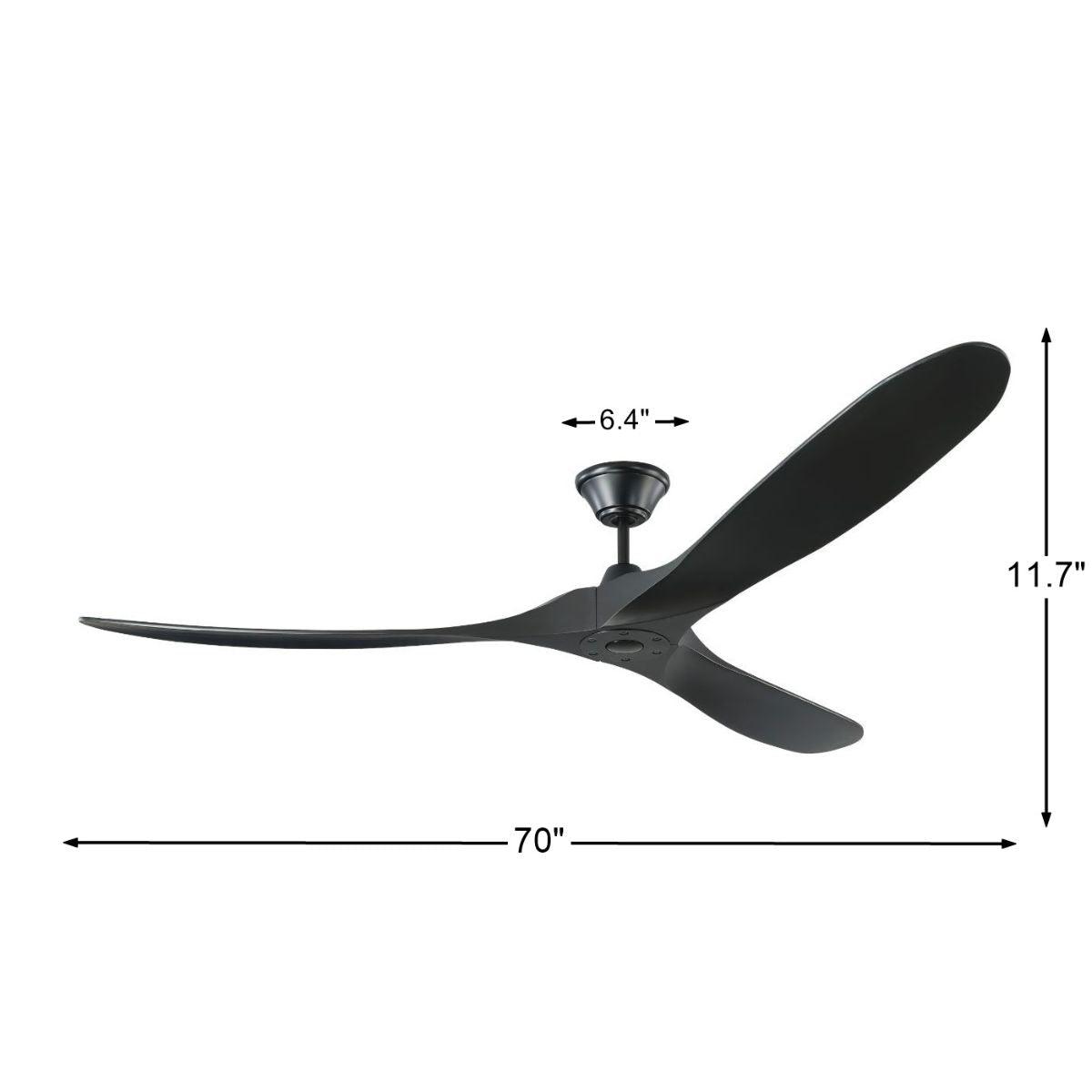 Maverick Max 70 Inch Matte Black Large Ceiling Fan with Remote - Bees Lighting