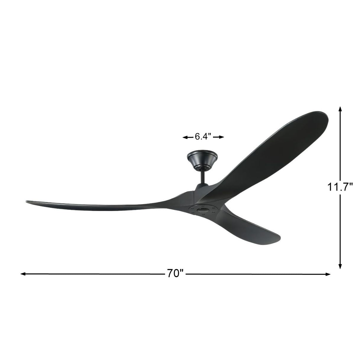 Maverick Max 70 Inch Matte Black Large Ceiling Fan with Remote - Bees Lighting