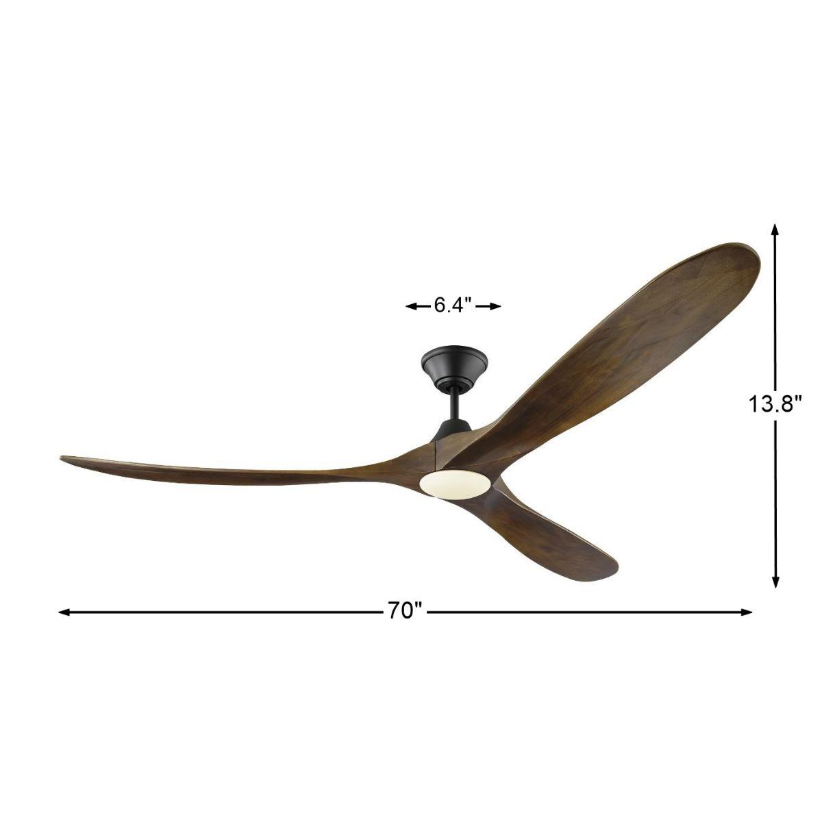 Maverick Max 70 Inch Black and Walnut LED Large Ceiling Fan with Light and Remote - Bees Lighting