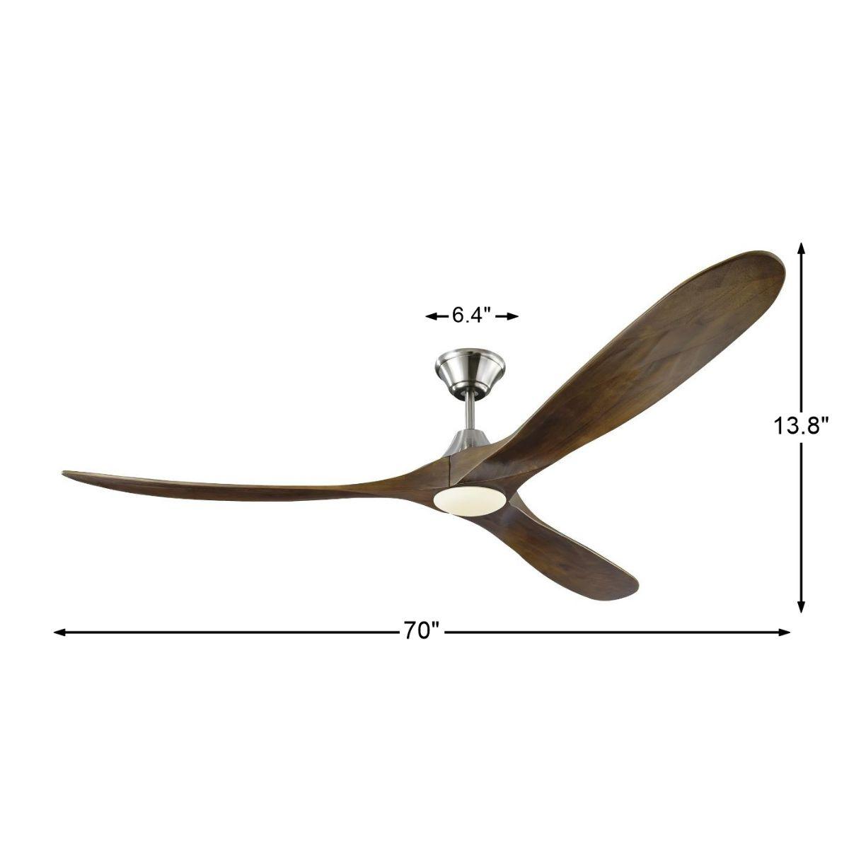 Maverick Max 70 Inch Steel and Walnut LED Large Ceiling Fan with Light and Remote - Bees Lighting