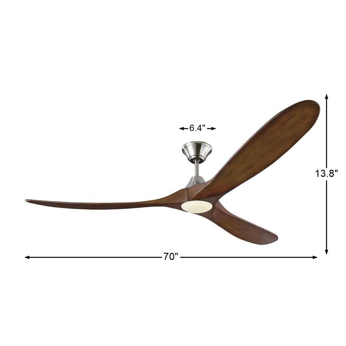 Maverick Max 70 Inch Steel and Koa LED Large Ceiling Fan with Light and Remote - Bees Lighting