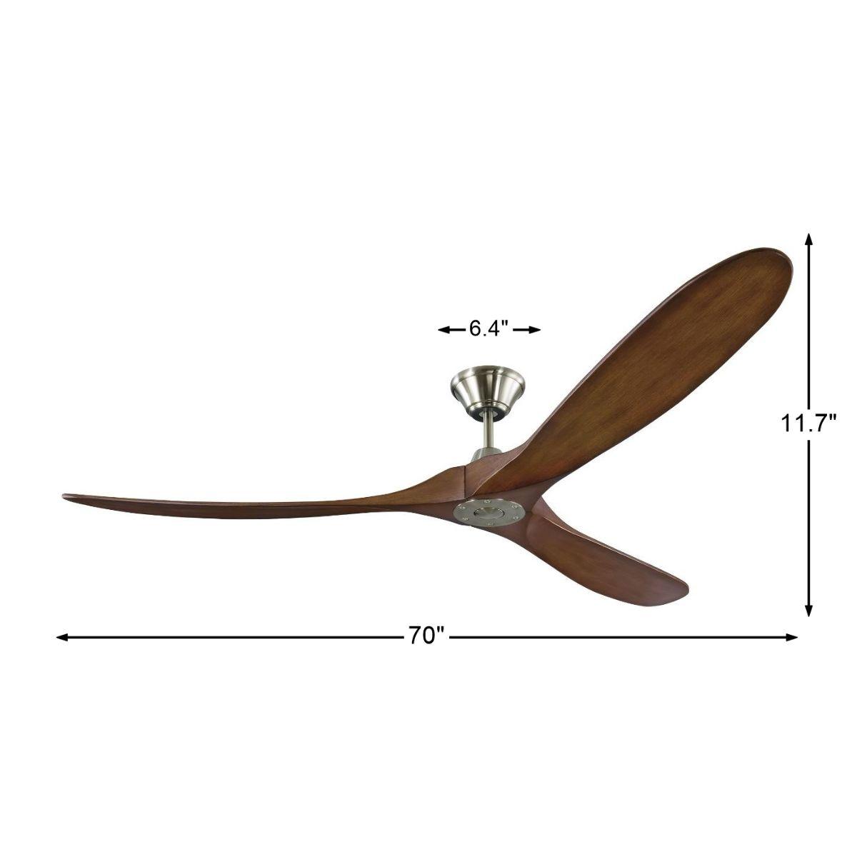 Maverick Max 70 Inch Steel and Koa Large Ceiling Fan with Remote - Bees Lighting