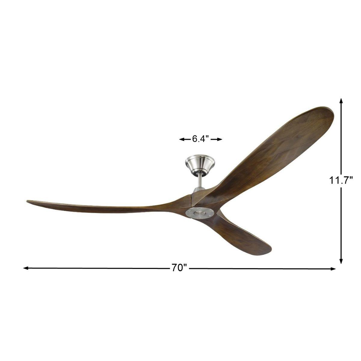 Maverick Max 70 Inch Steel and Walnut Large Ceiling Fan with Remote - Bees Lighting