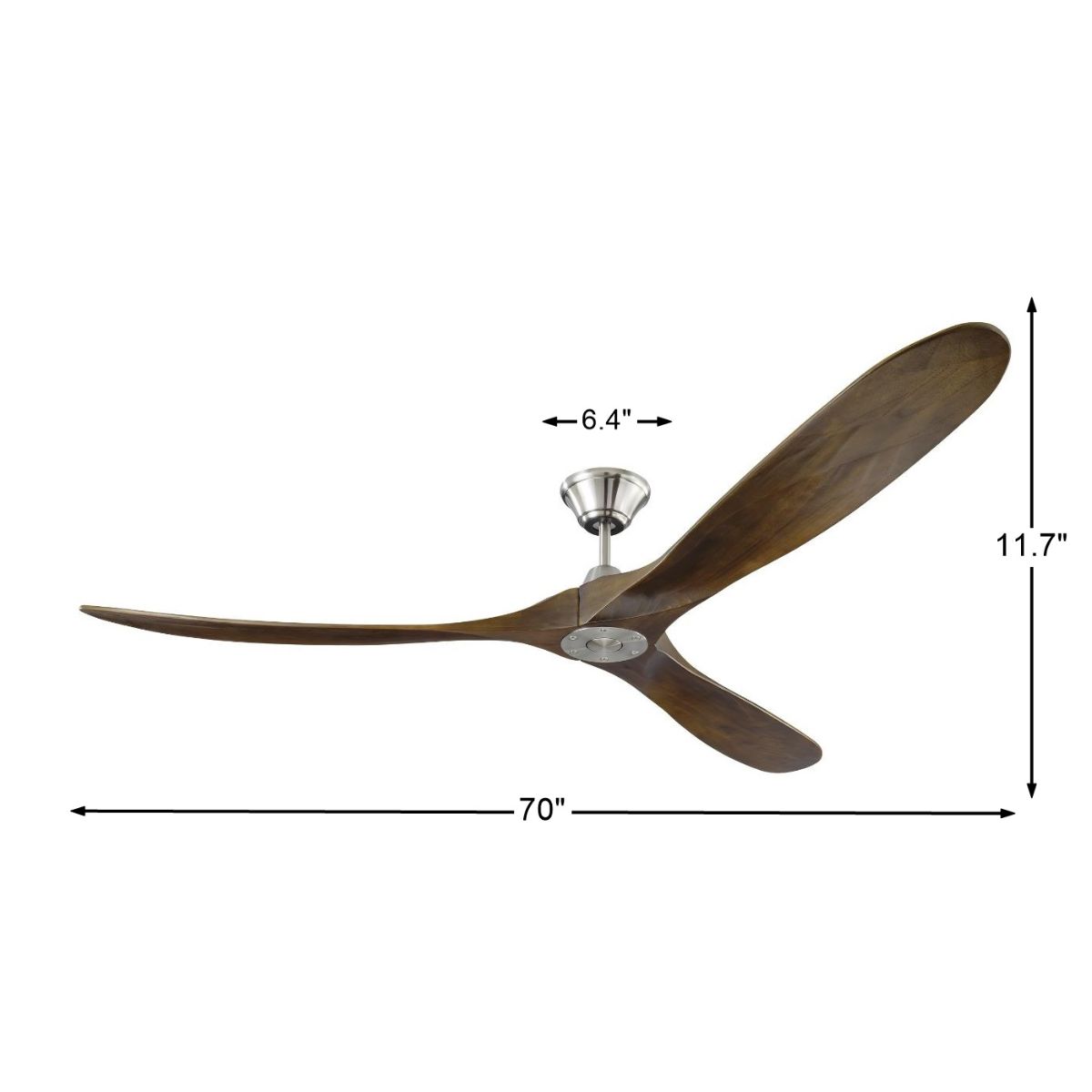 Maverick Max 70 Inch Steel and Walnut Large Ceiling Fan with Remote - Bees Lighting