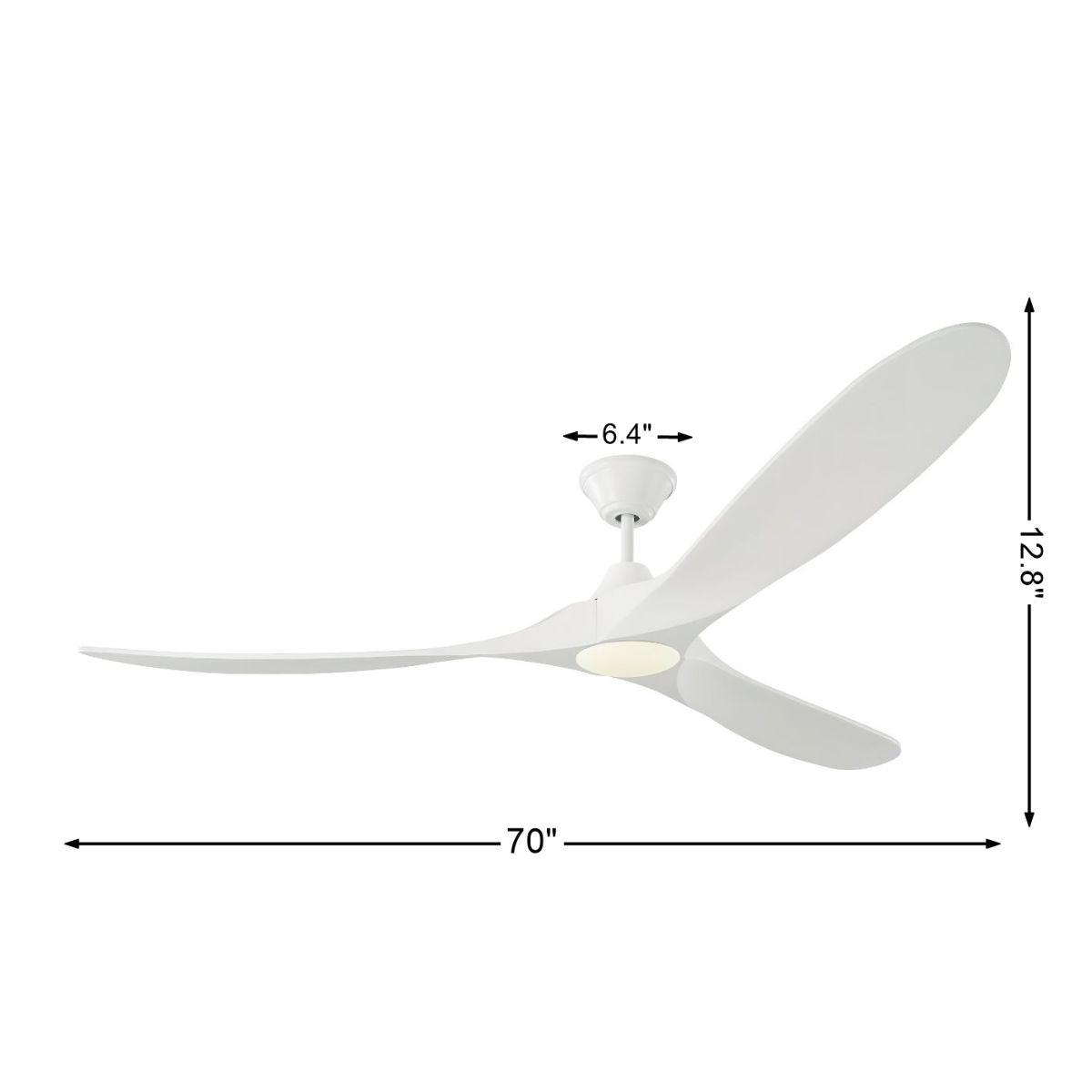 Maverick Max 70 Inch Matte White LED Large Ceiling Fan with Light and Remote - Bees Lighting