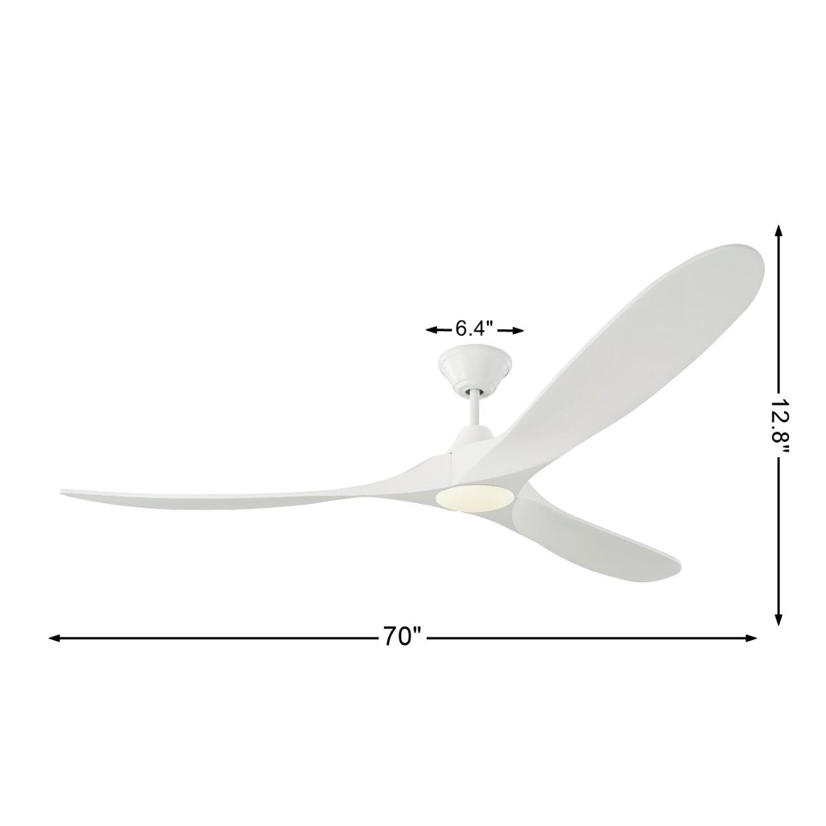 Maverick Max 70 Inch Matte White LED Large Ceiling Fan with Light and Remote - Bees Lighting