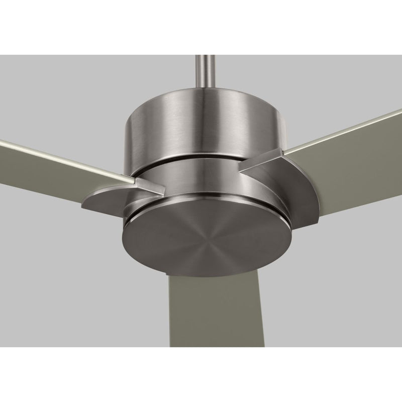 Rozzen 44 Inch Brushed Steel Ceiling Fan with Remote, Reversible Silver and Walnut Blades - Bees Lighting