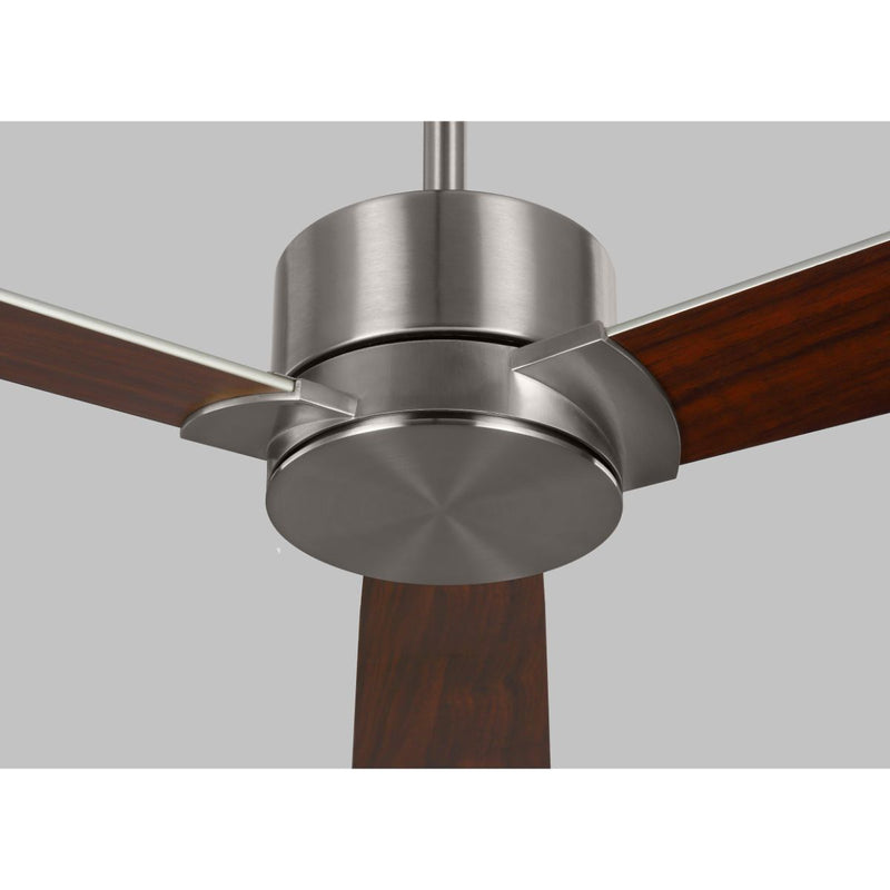 Rozzen 44 Inch Brushed Steel Ceiling Fan with Remote, Reversible Silver and Walnut Blades - Bees Lighting