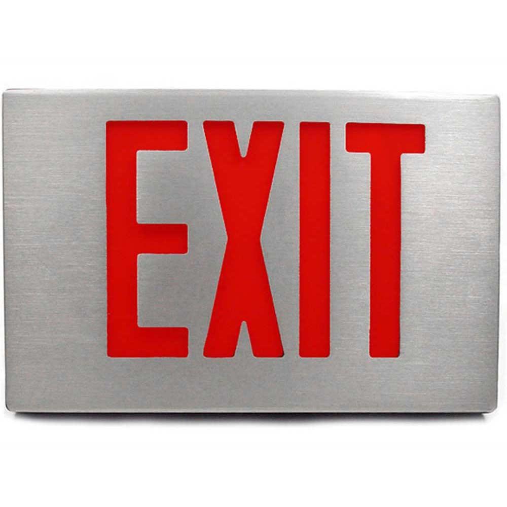 LED Exit Sign, Double Face with Red Letters, Black Finish, Battery Backup Included