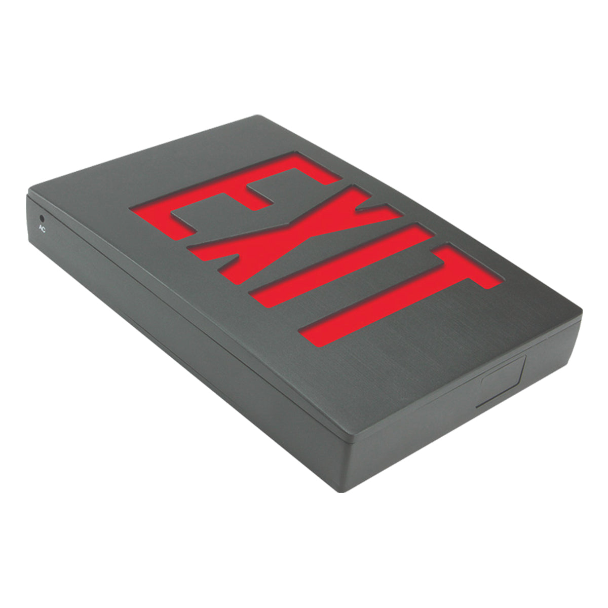 LED Exit Sign, Double Face with Red Letters, Black, Battery Included - Bees Lighting