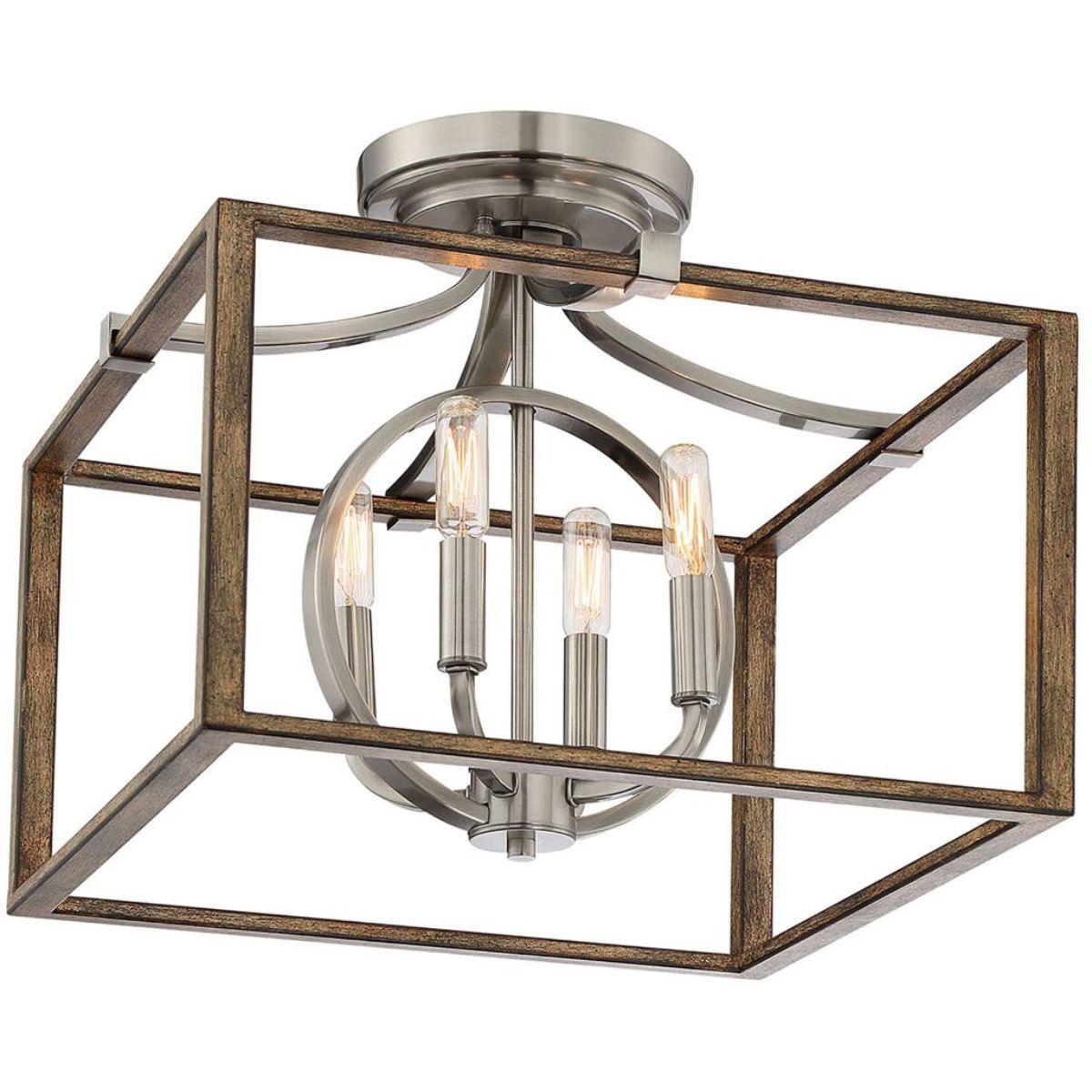Country Estates 17 in. 4 Lights Semi flush Mount Light Brushed Nickel finish - Bees Lighting