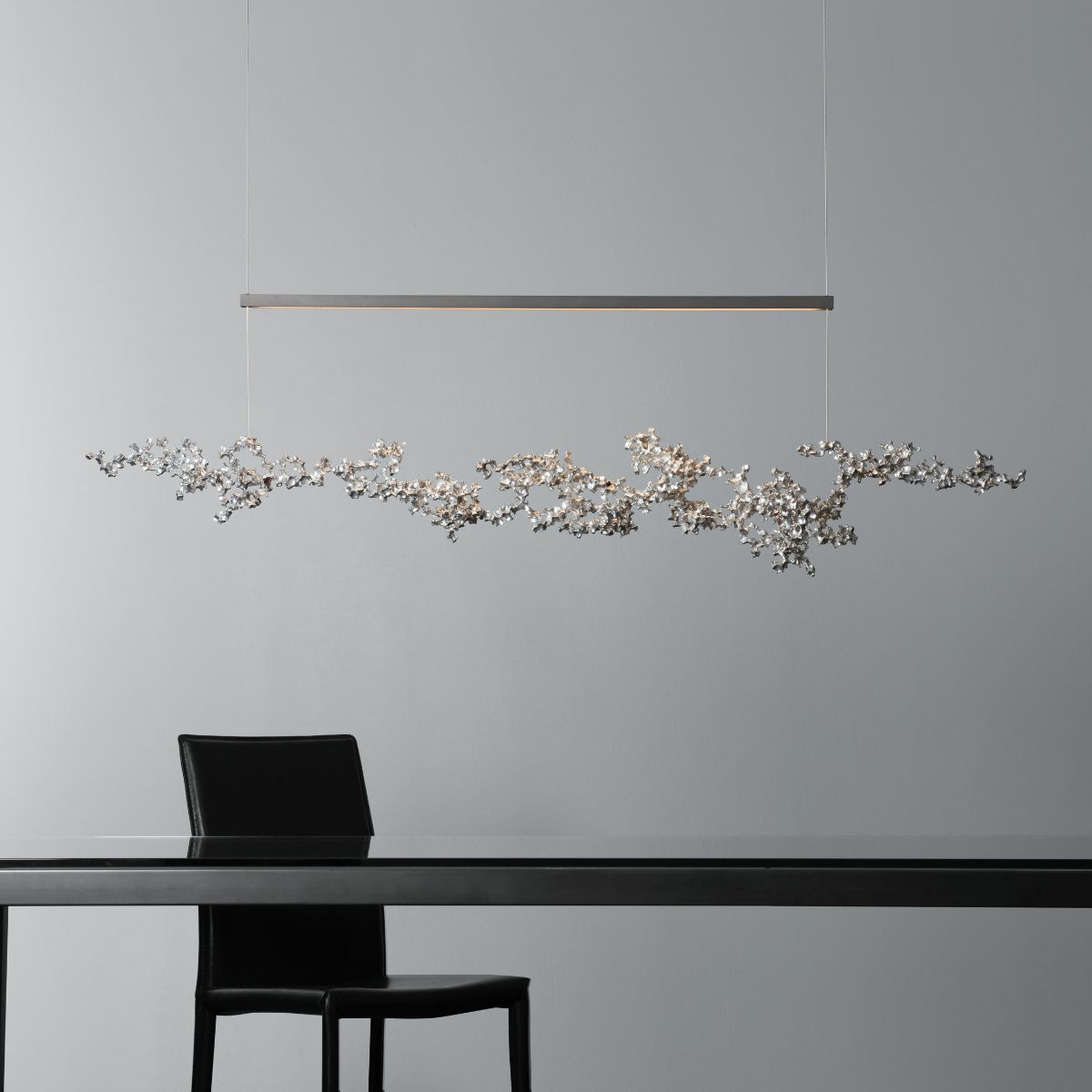 Coral 56 in. LED Linear Pendant Light Sterling finish - Bees Lighting