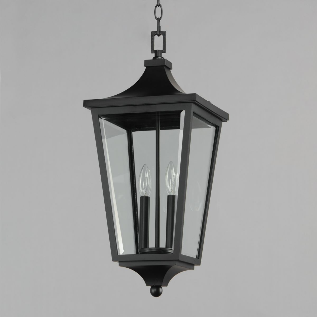 SUTTON PLACE VX 24 in. 2 Lights Outdoor Hanging Lantern Black finish