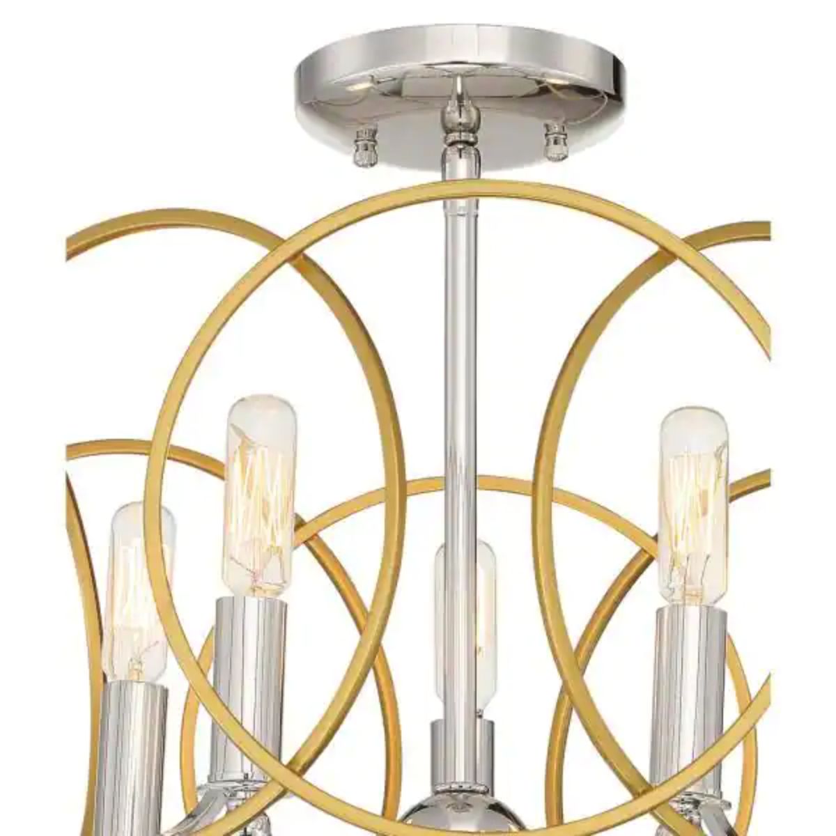 Chassell 18 in. 5 Lights Semi flush Mount Light Gold & Polished Nickel finish