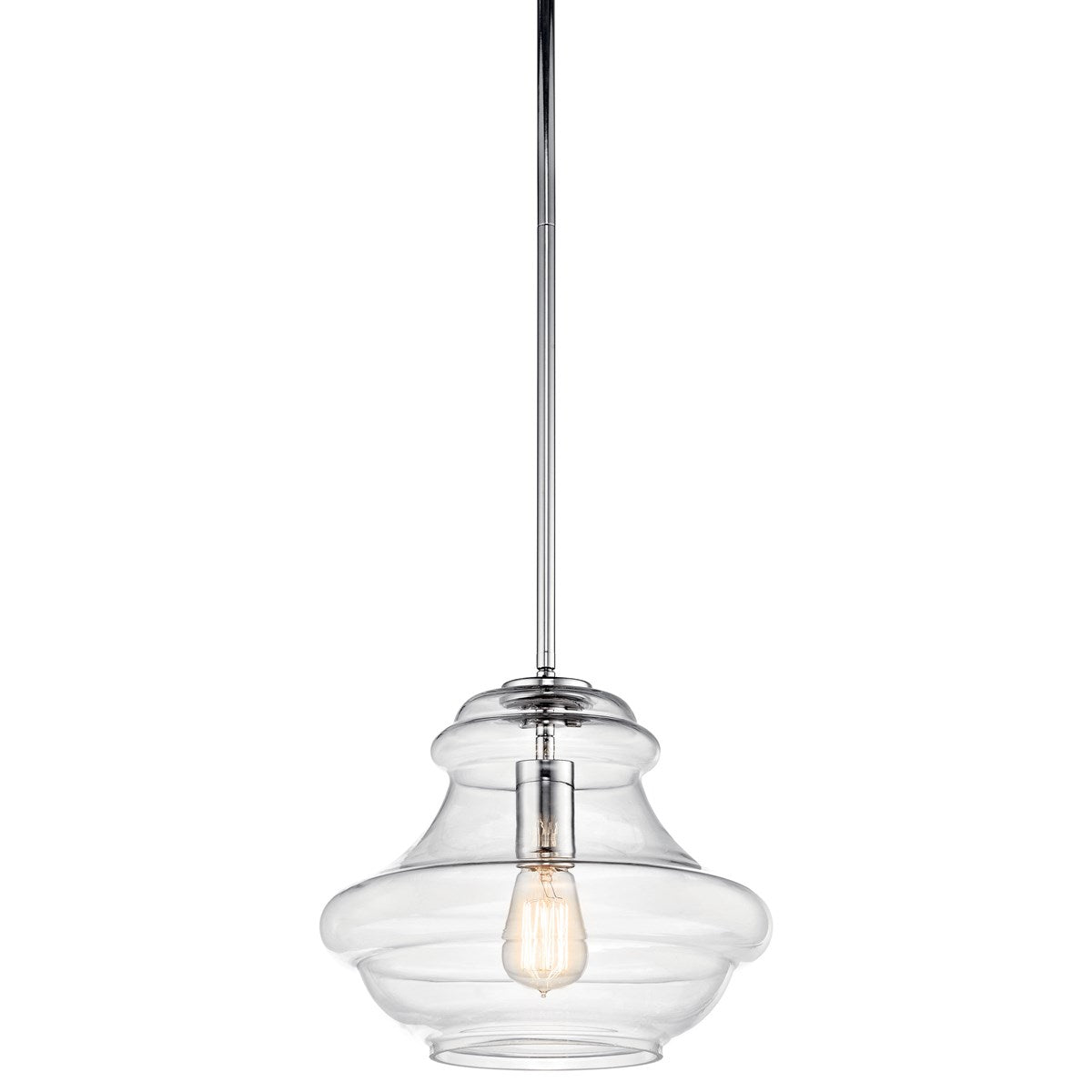 Everly 12 in. Pendant Light Chrome Finish Clear Glass - Bees Lighting