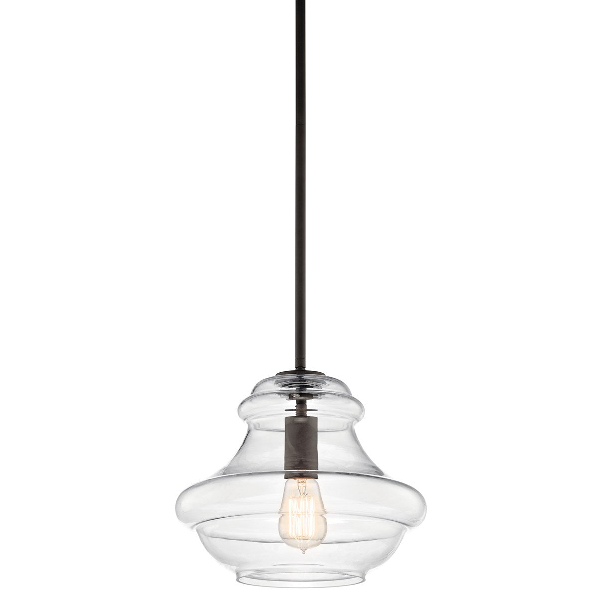 Everly 12 in. Pendant Light Bronze Finish Clear Glass - Bees Lighting